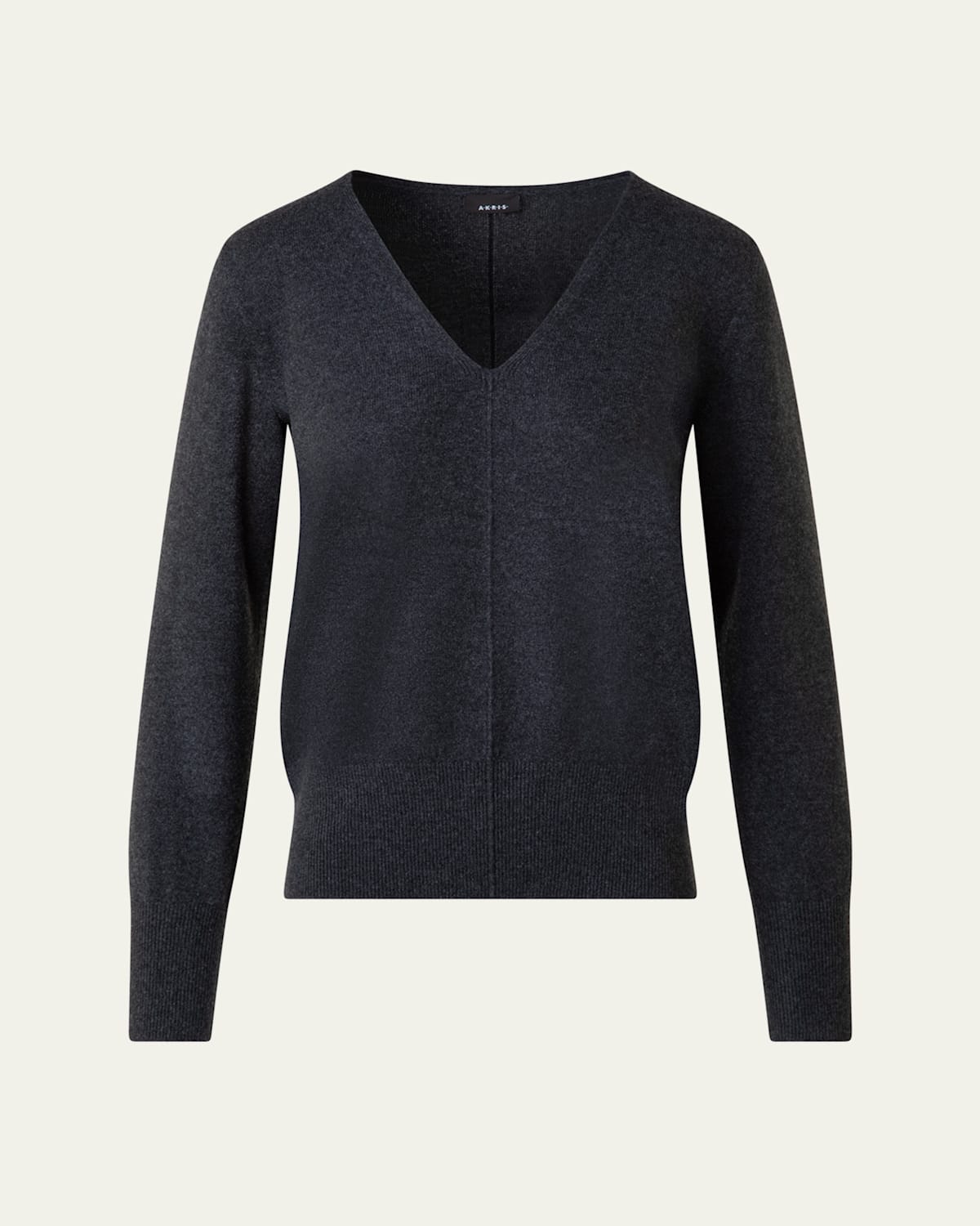 Akris V-neck Cashmere Sweater In Charcoal