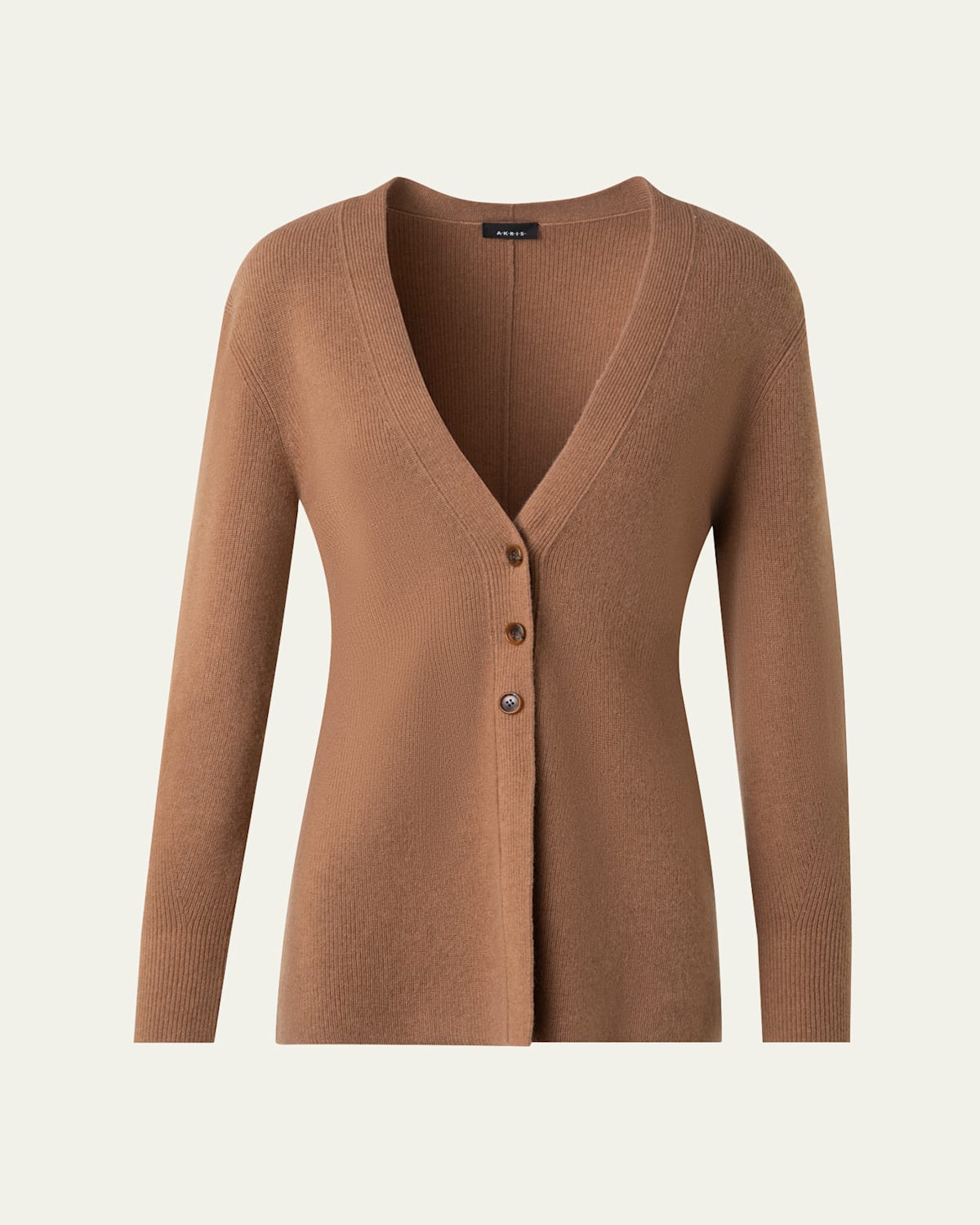 Akris Fitted Stretch Cashmere Cardigan In Cuoio
