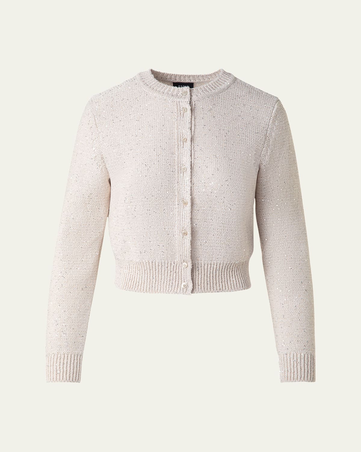 Akris Micro Sequined Knit Cardigan In Greige
