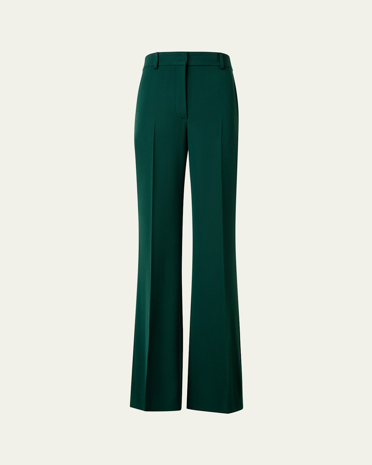 Akris Florine Wide Leg Wool Crepe Pants In Pine Green