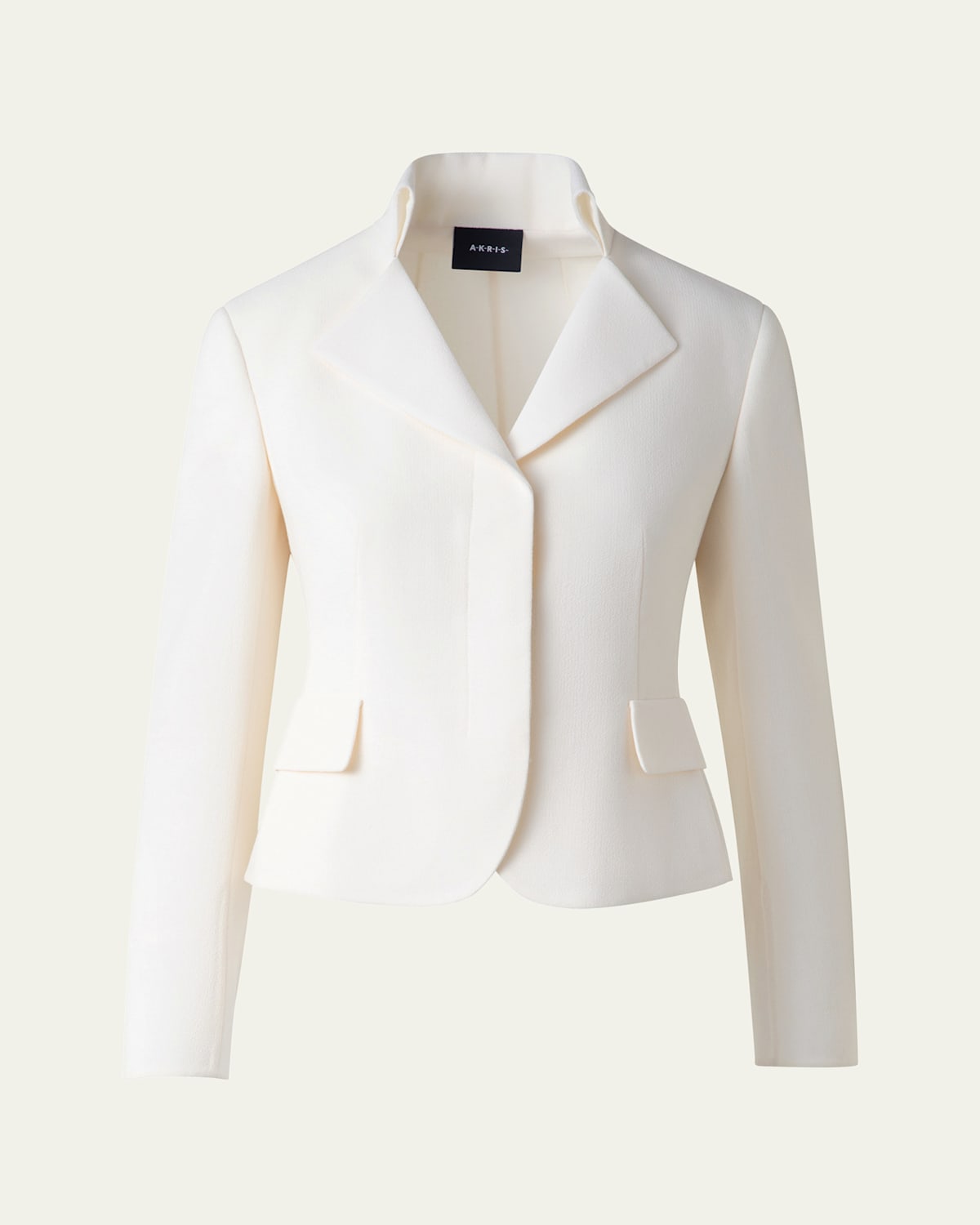 Akris Amber Short Wool Crepe Double-face Jacket In Ecru