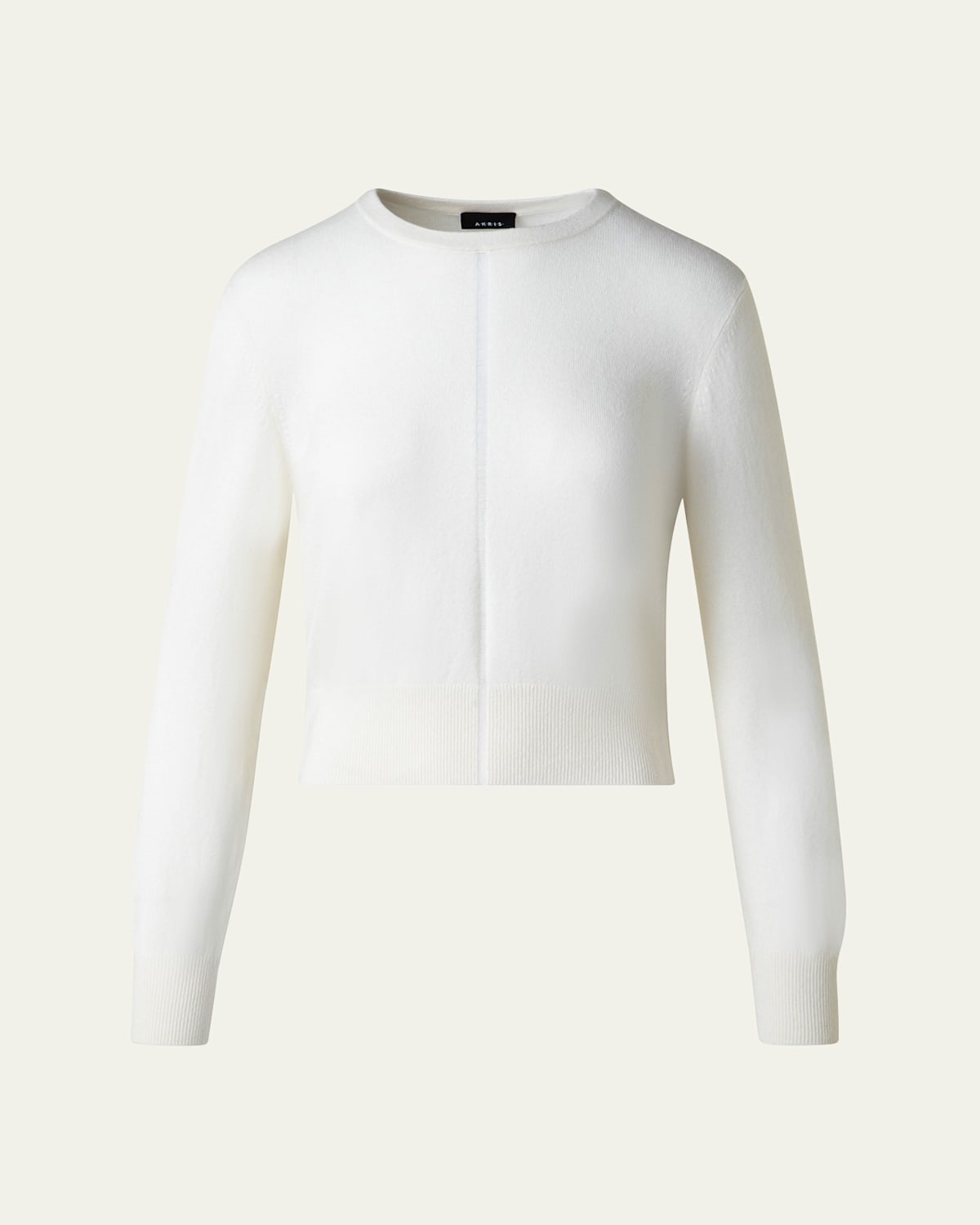 AKRIS FRONT FINE SHEER STRIPE CASHMERE SWEATER 