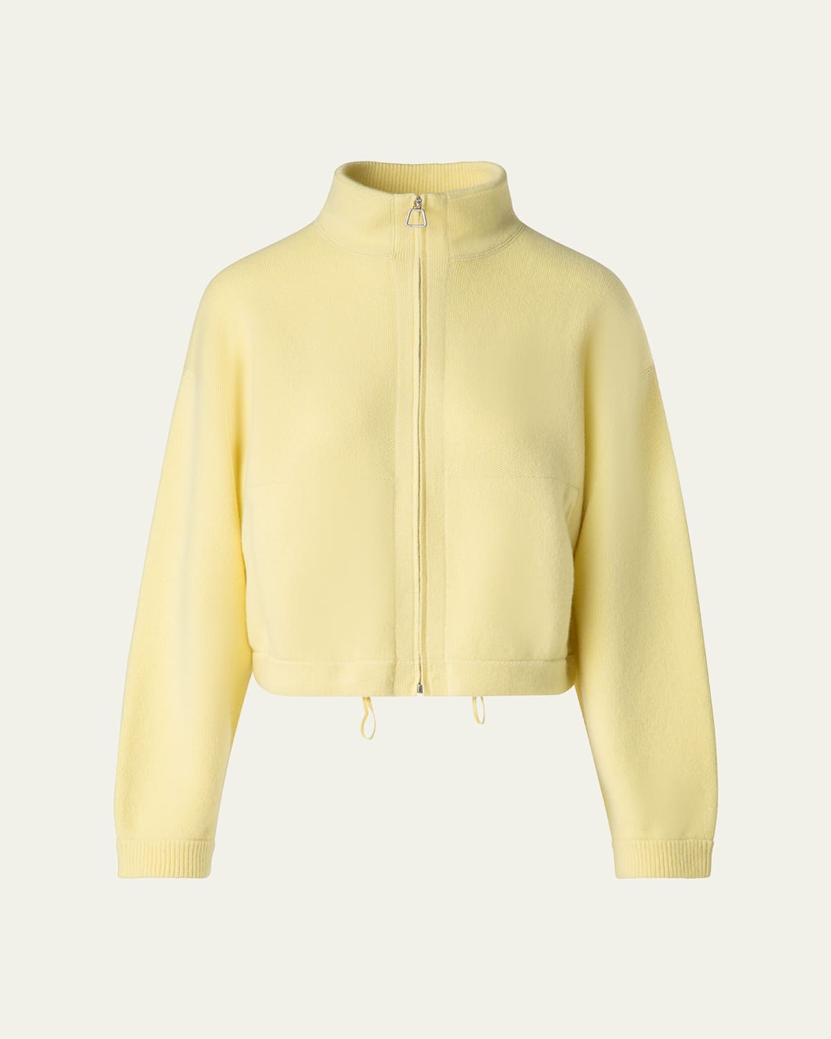 Cashmere Knit Short Zip Cardigan