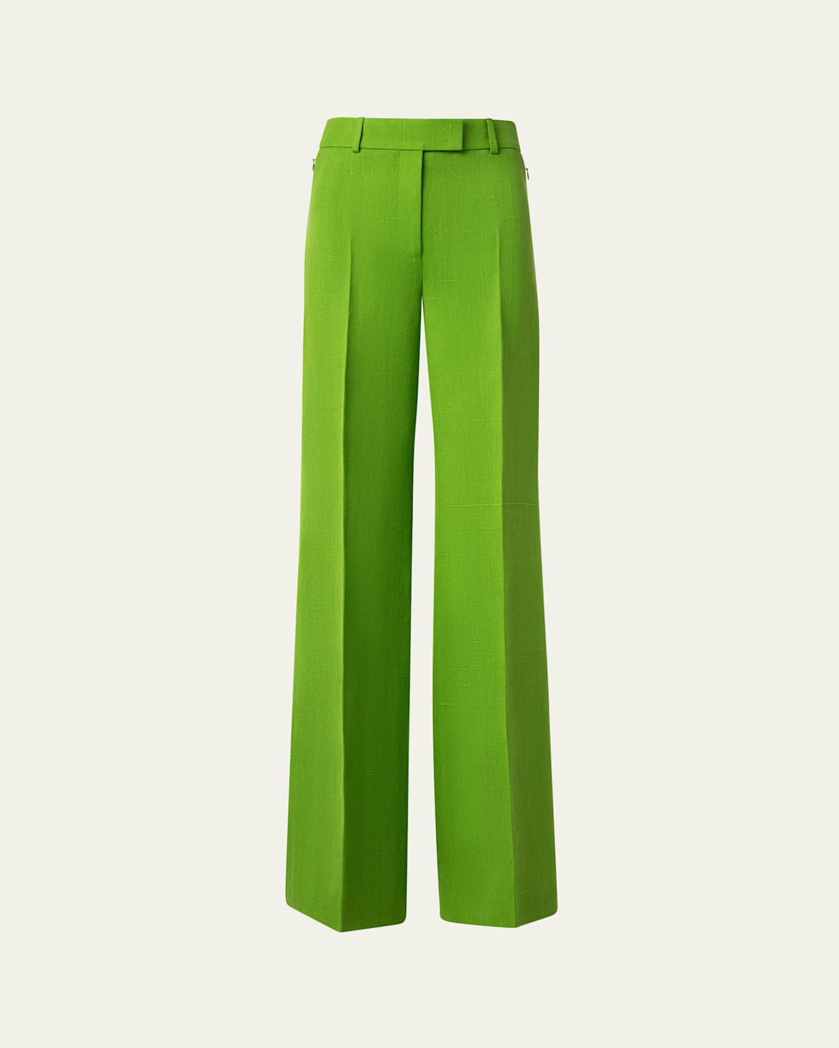 Shop Akris Fior Silk Viscose Shantung Wide Leg Pants In Grass Green
