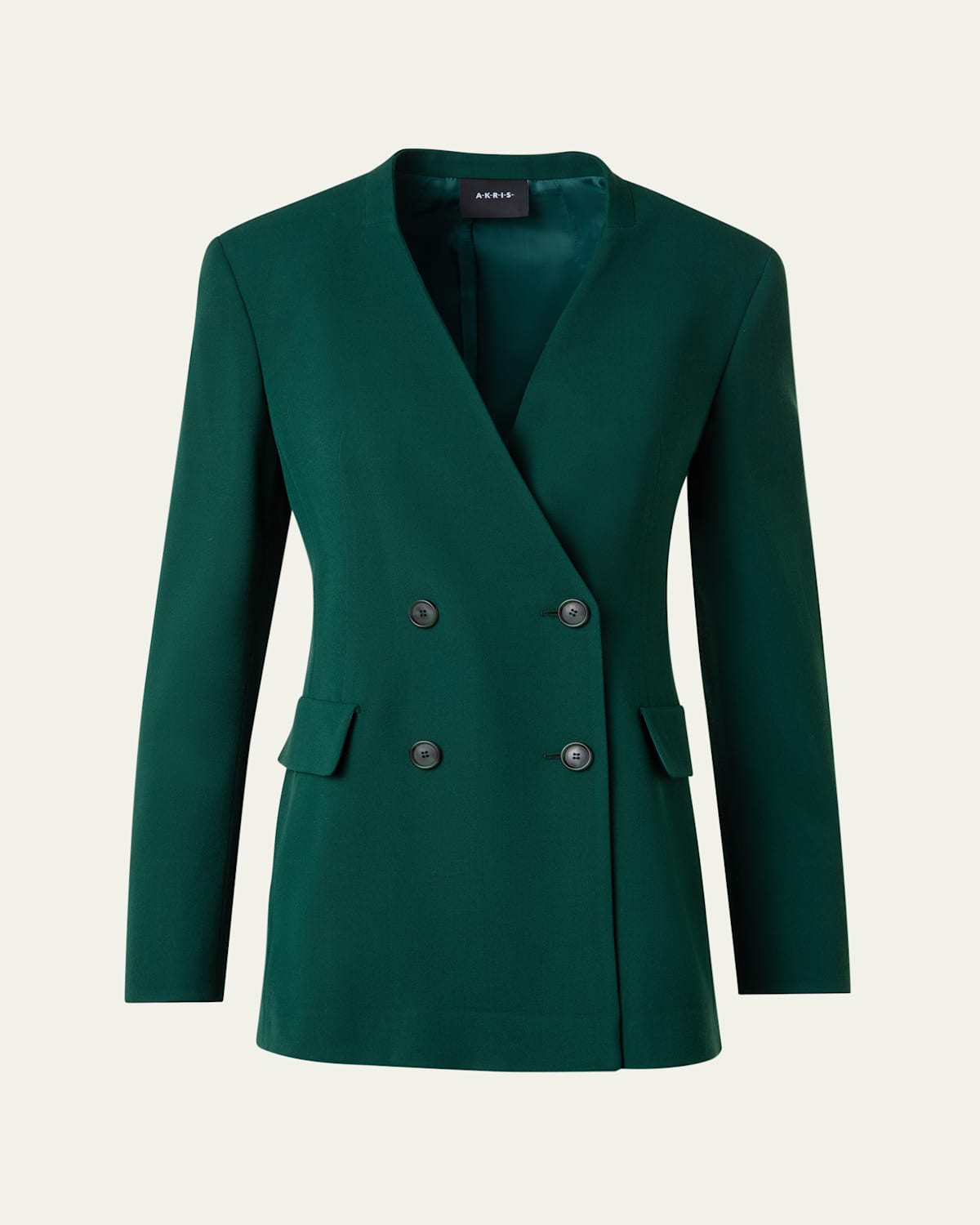 Akris Trinity Double-breasted Wool Crepe Jacket In Pine Green