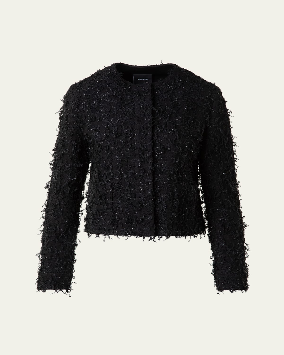 Bea Micro Sequin Fringed Boucle Shirt Jacket