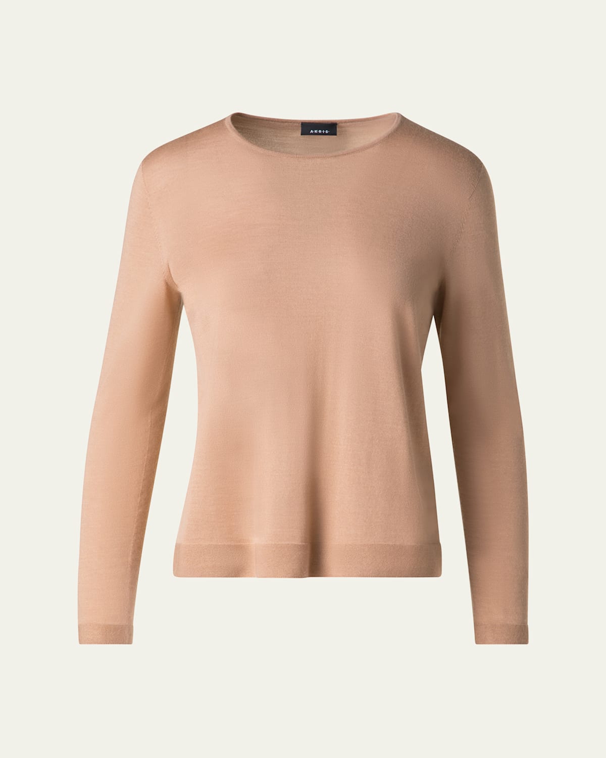 Shop Akris Seamless Cashmere-silk Crewneck Sweater In Cuoio