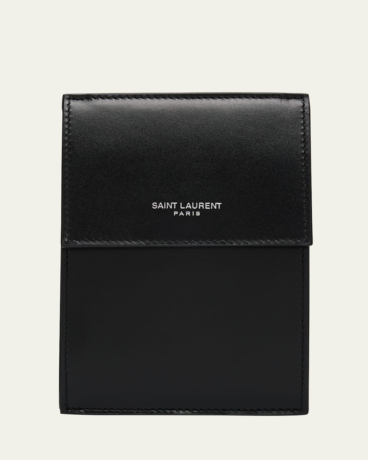 Saint Laurent Man Black Leather Pouch In Black