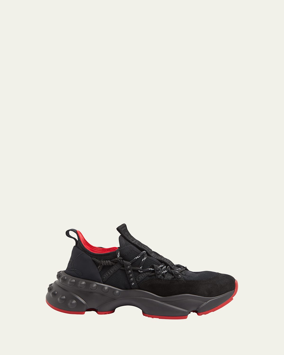 Christian Louboutin Men's Neoprene And Suede Sneakers In Black