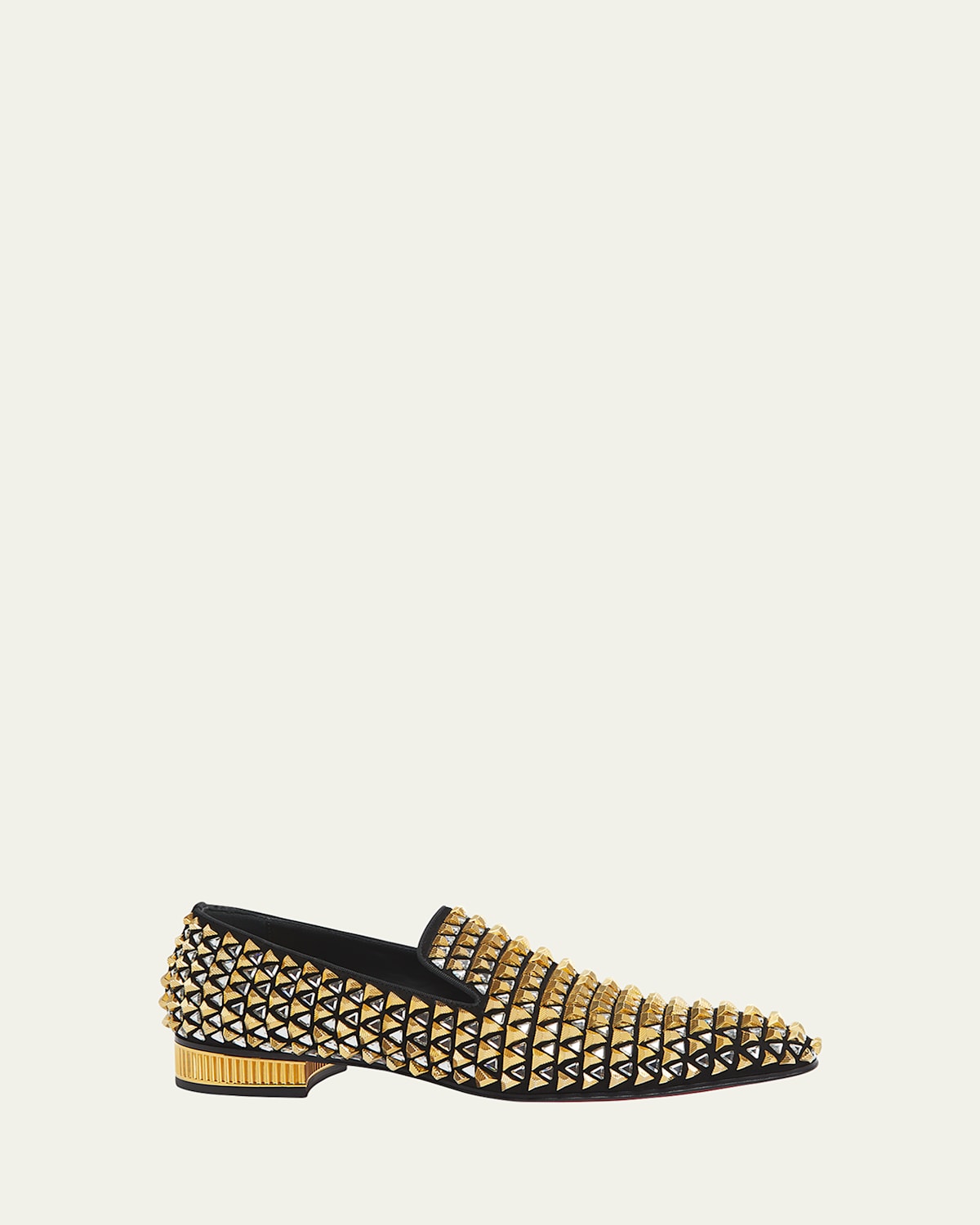 Christian Louboutin Men's Croconaki Loafers In Black/gold