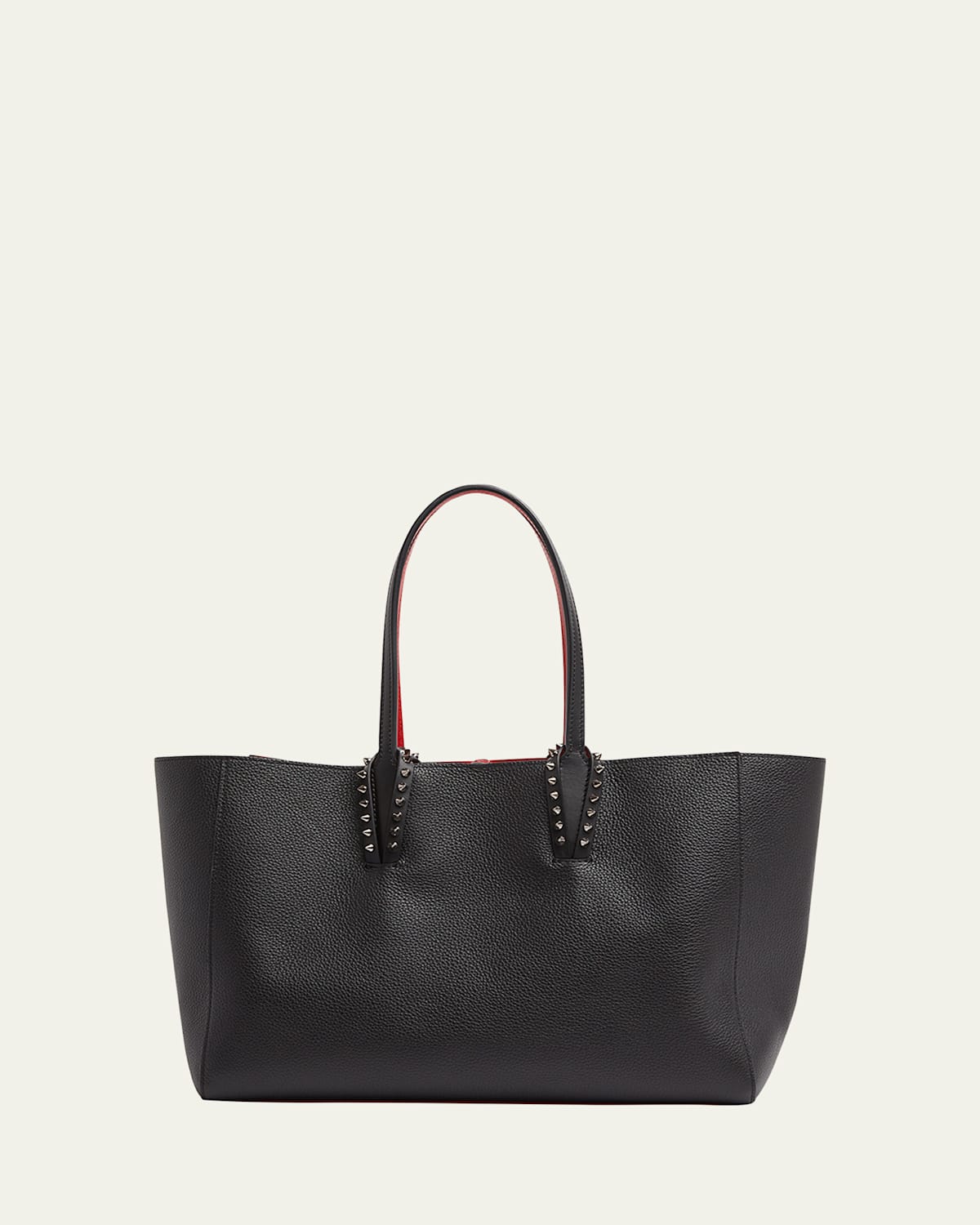 Christian Louboutin Cabata Soft Small Tote Bag In Grained Leather In Bianco