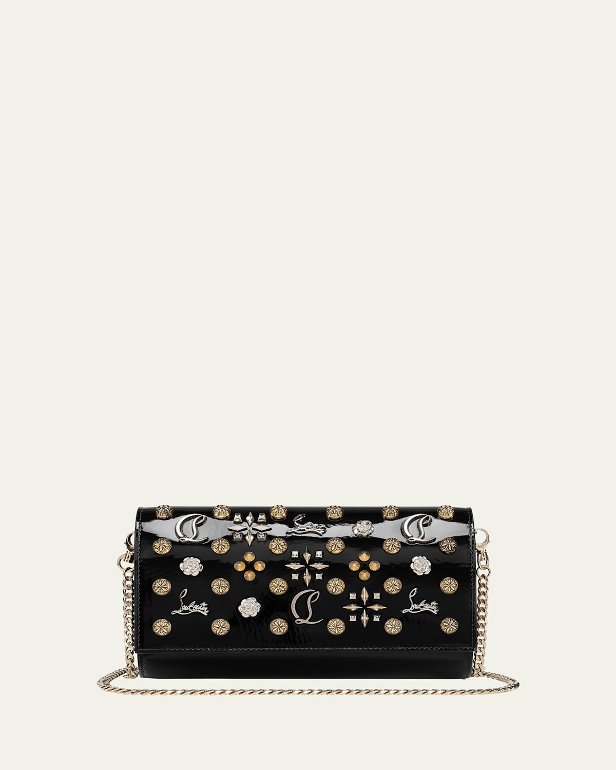 CHRISTIAN LOUBOUTIN PALOMA LOUBINTHESKY PATENT LEATHER WALLET ON CHAIN 