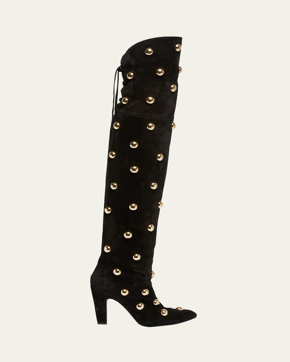 Shop Chloé Eve Suede Stud Over-the-knee Boots In Black