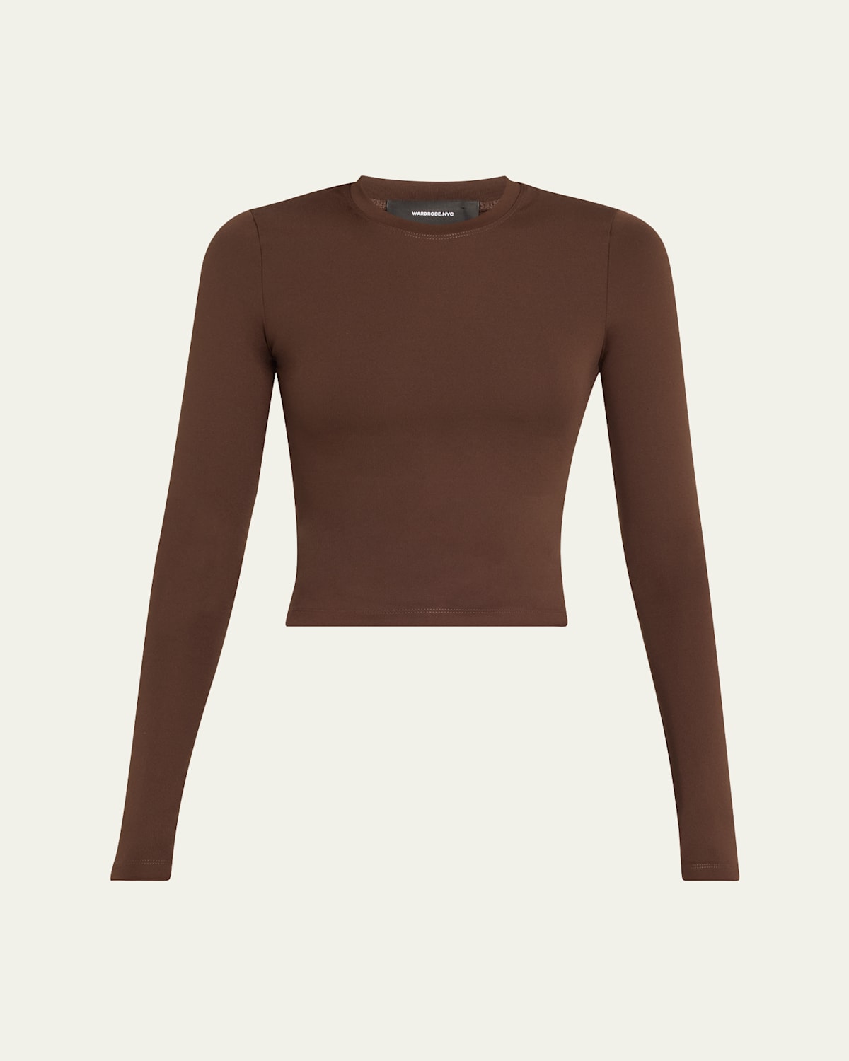 Shop Wardrobe.nyc Opaque Long Sleeve Tee In Dark Brown