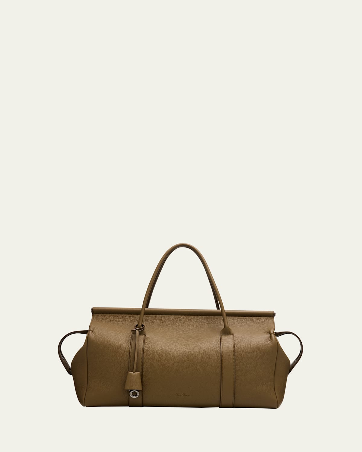 Loro Piana Men's Loom L42 Leather Weekender Bag In 51bd Salty Capers/gun Metal