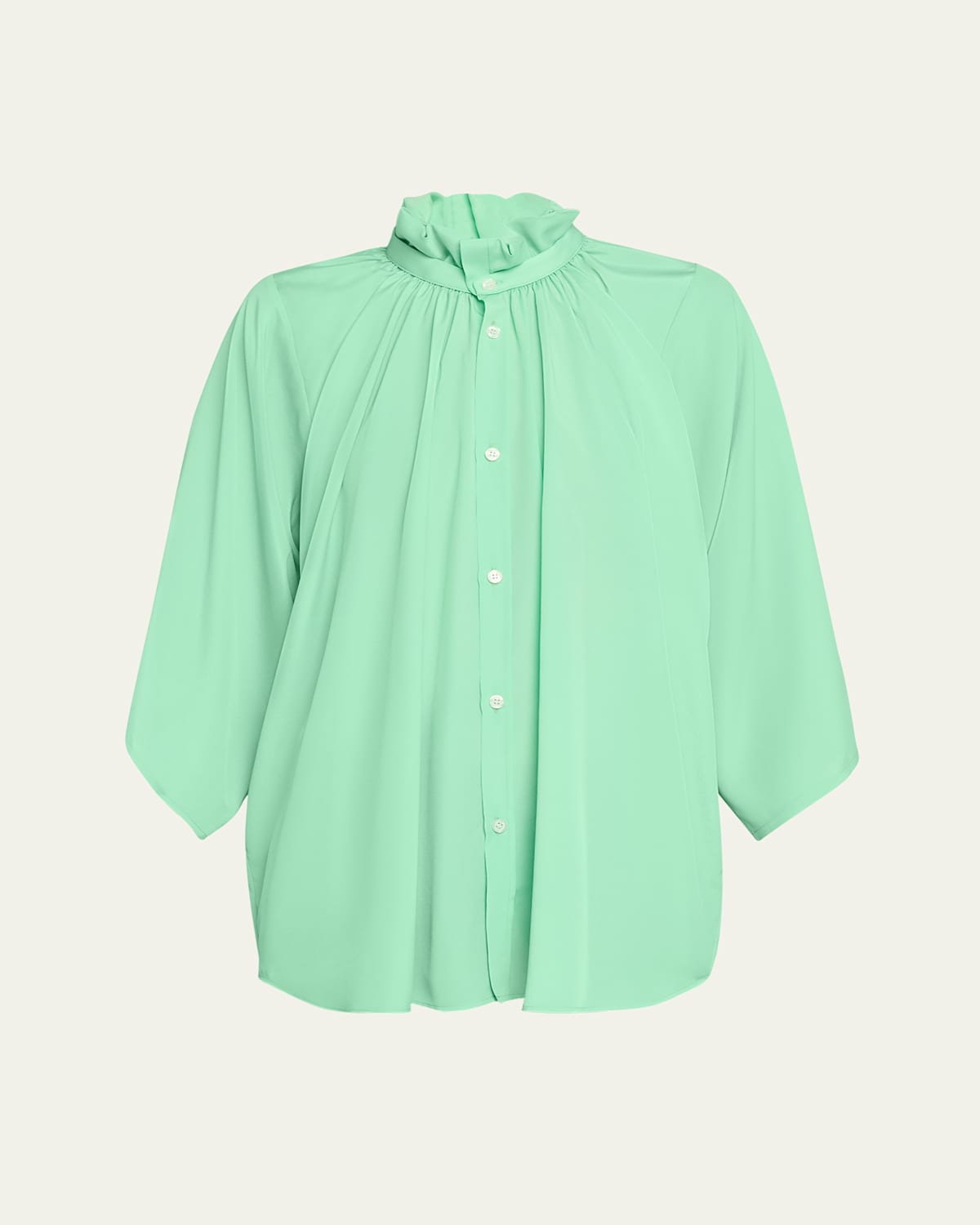 Shop Marie Adam-leenaerdt Ruffled Collar Blouse In Neon Green
