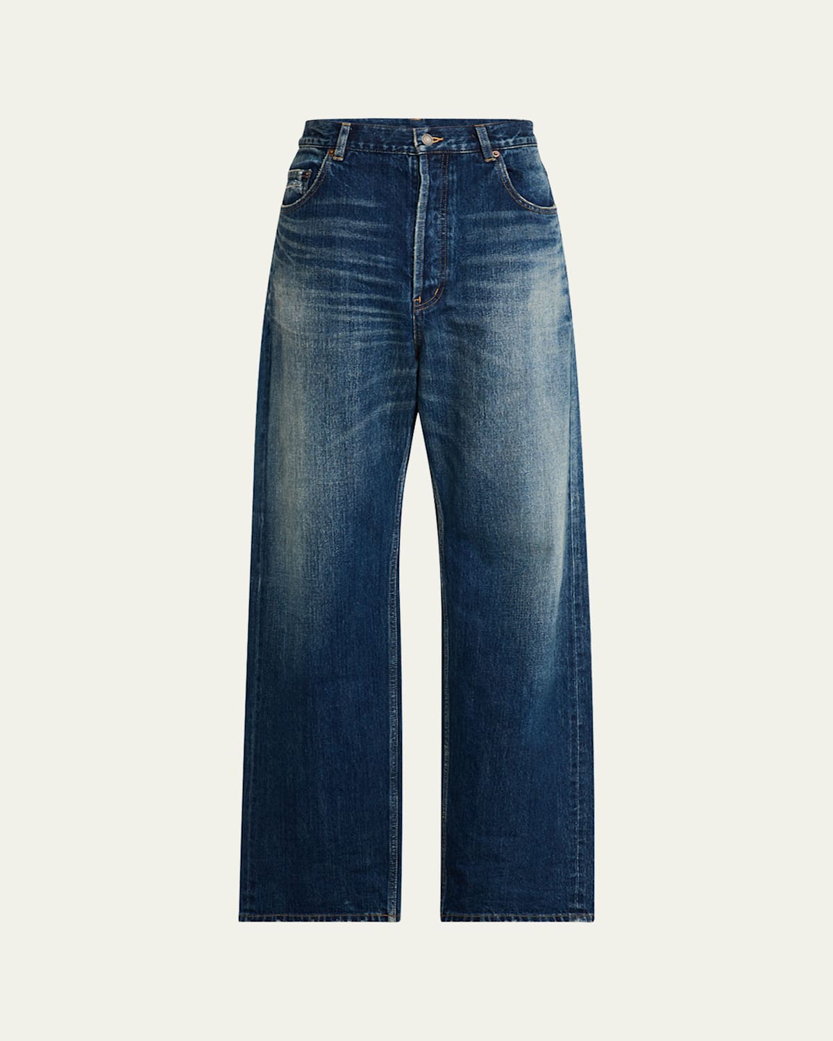 Men's Wide-Leg Faded Jeans