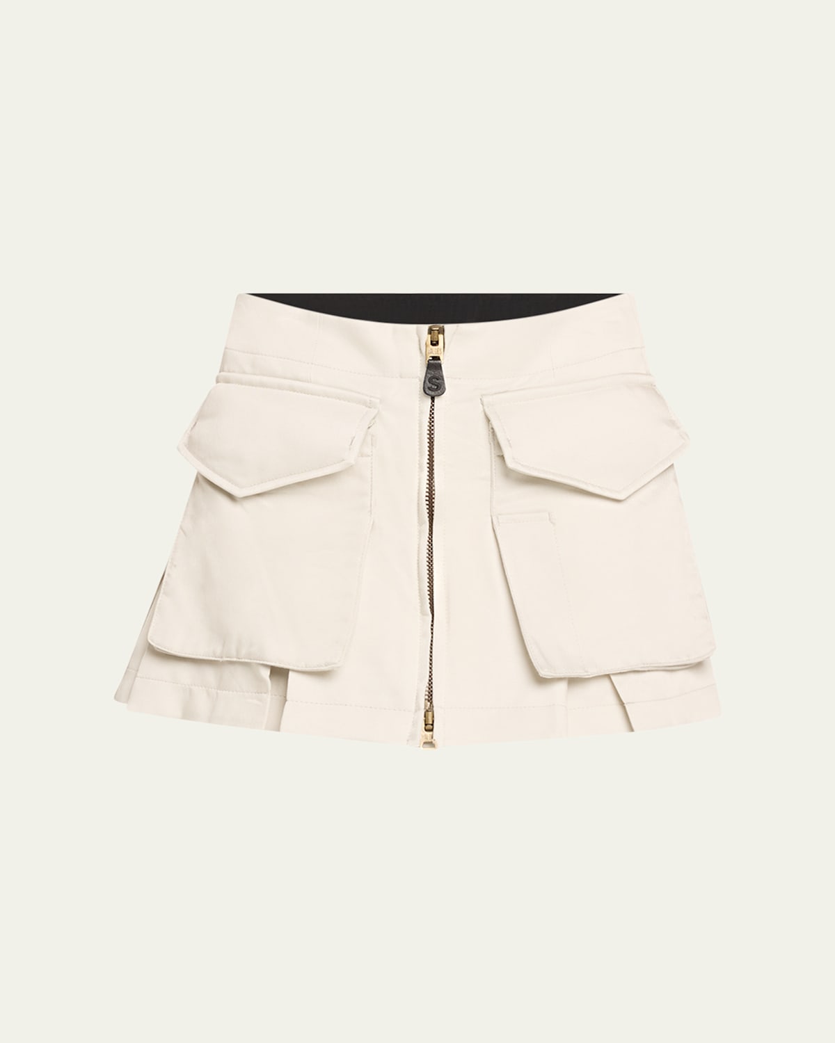 Sacai Spiewak Nylon Cargo Pocket Zip Front Mini Skirt In Lgray