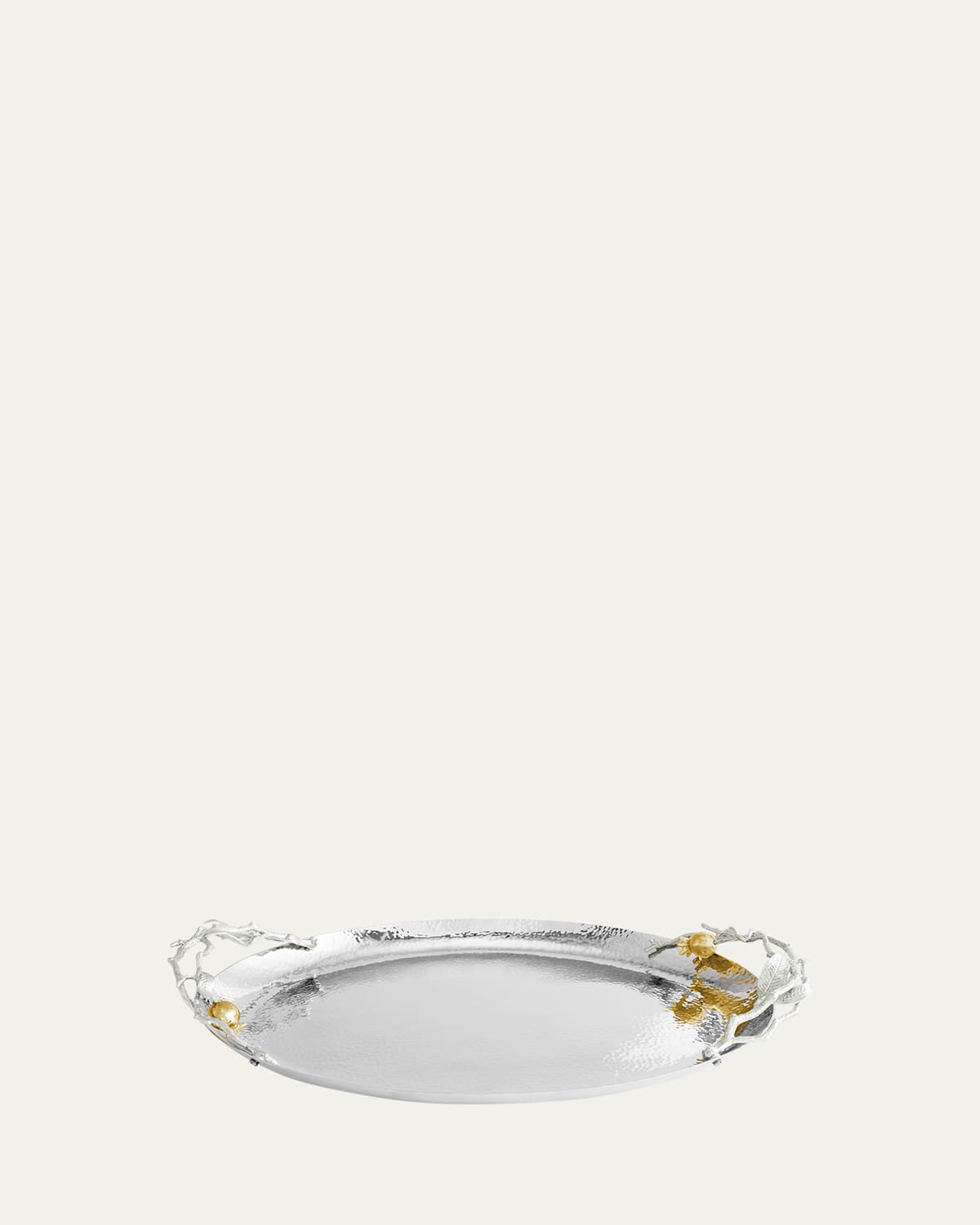Michael Aram Pomegranate Silver And Gold Tone Oval Tray In Silver And Gold