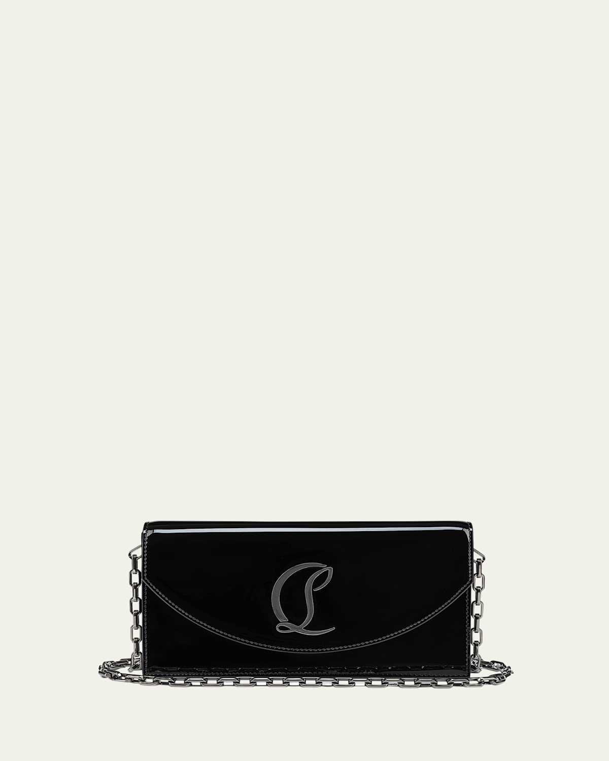 CHRISTIAN LOUBOUTIN LOUBI54 FLAP PATENT LEATHER CLUTCH BAG 