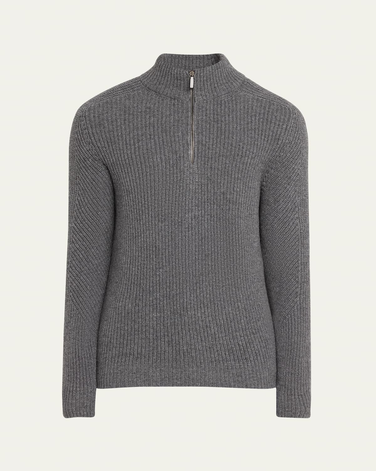 Men's Century Stonewashed Cashmere Half-Zip Sweater