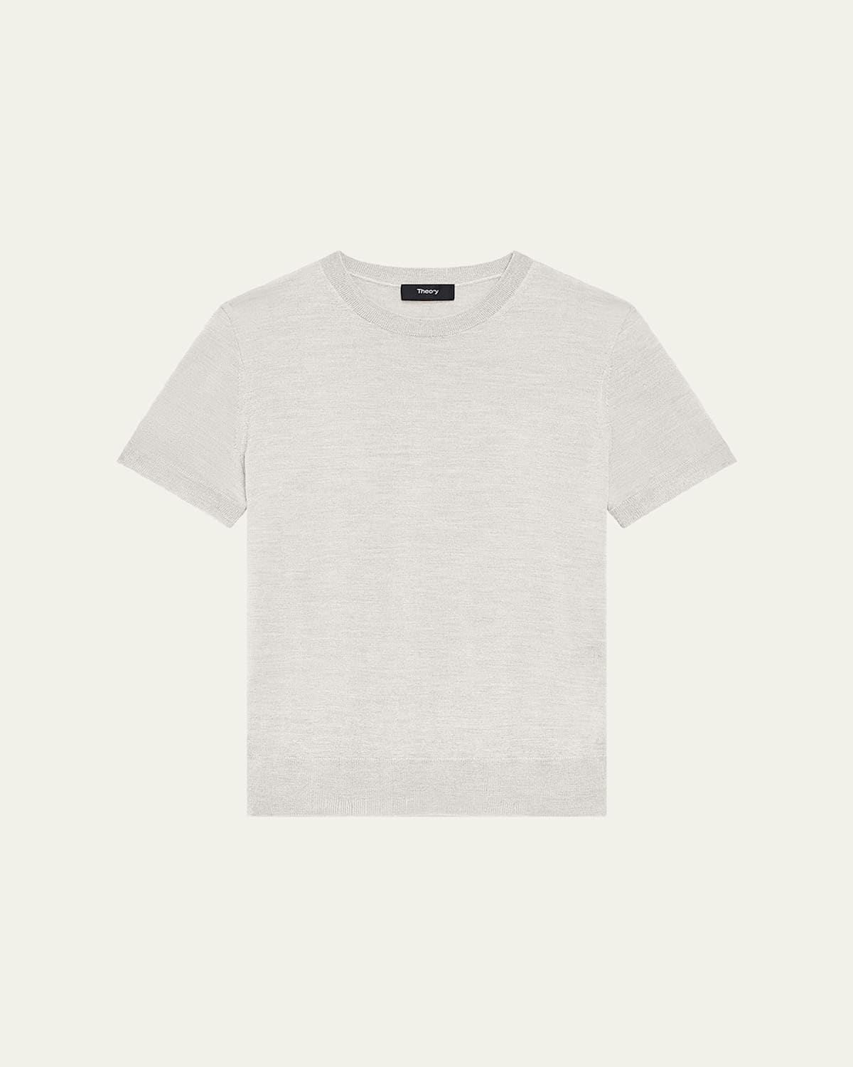 Theory Regal Merino Wool Short-sleeve Crew T-shirt In White