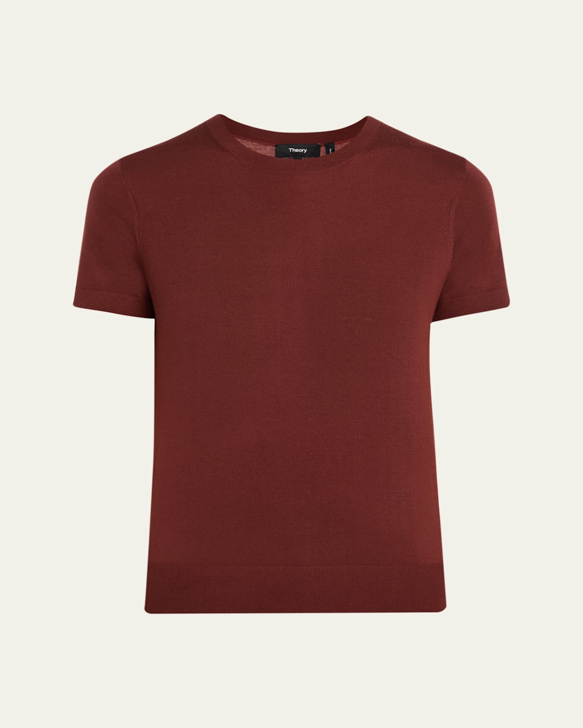 Theory Regal Merino Wool Short-sleeve Crew T-shirt In Red