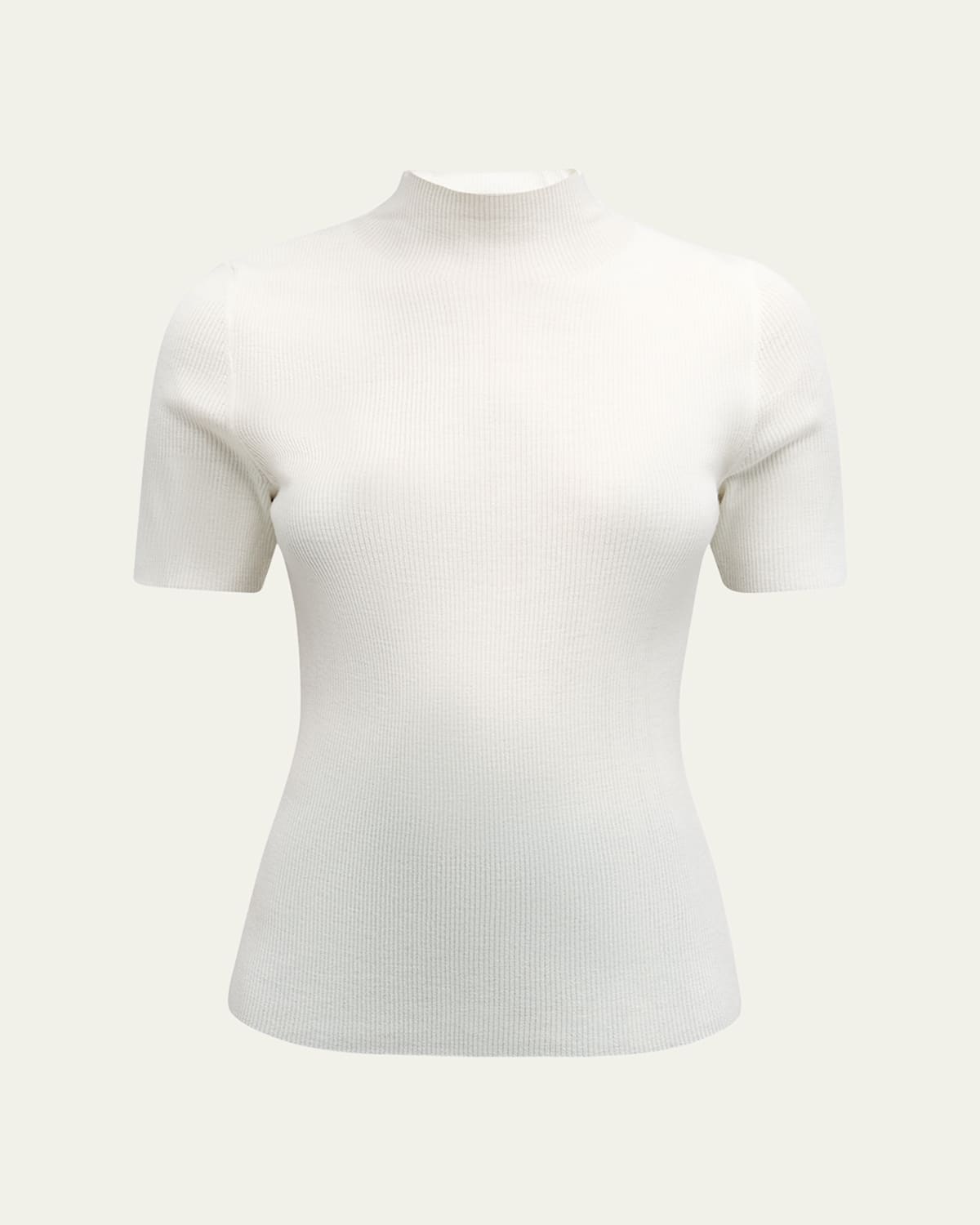 Theory Leenda Regal Merino Wool Short-sleeve Mock-neck Top In White