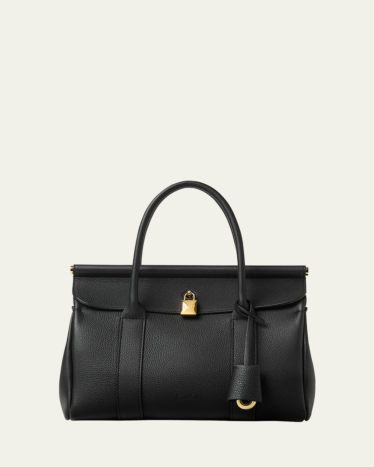 Loro Piana Loom L25 Fine Grained Leather Tote Bag In 804l Black Sun Gold