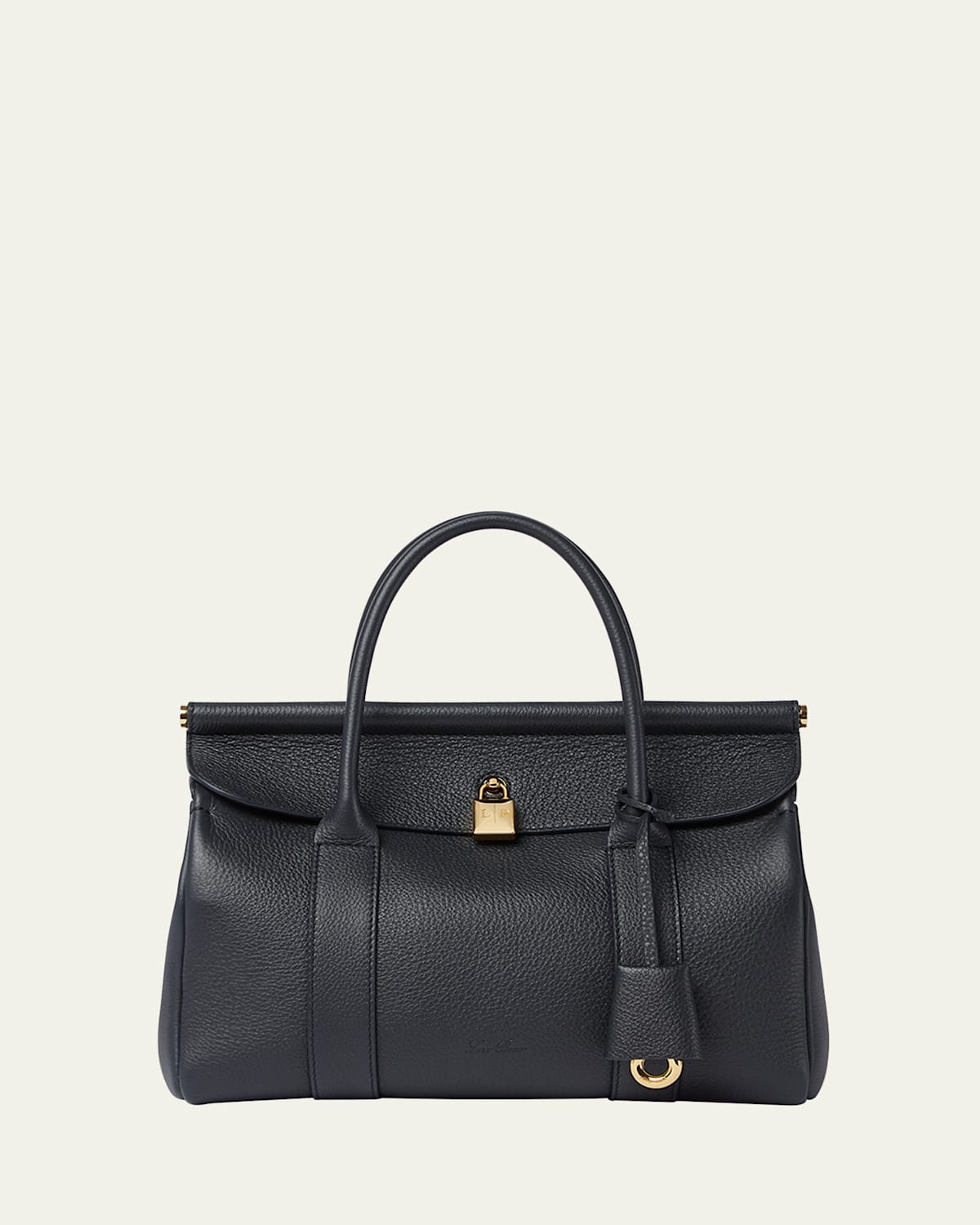 Loro Piana Loom L25 Fine Grained Leather Tote Bag In W1b4 Blue Navy Sun Gold