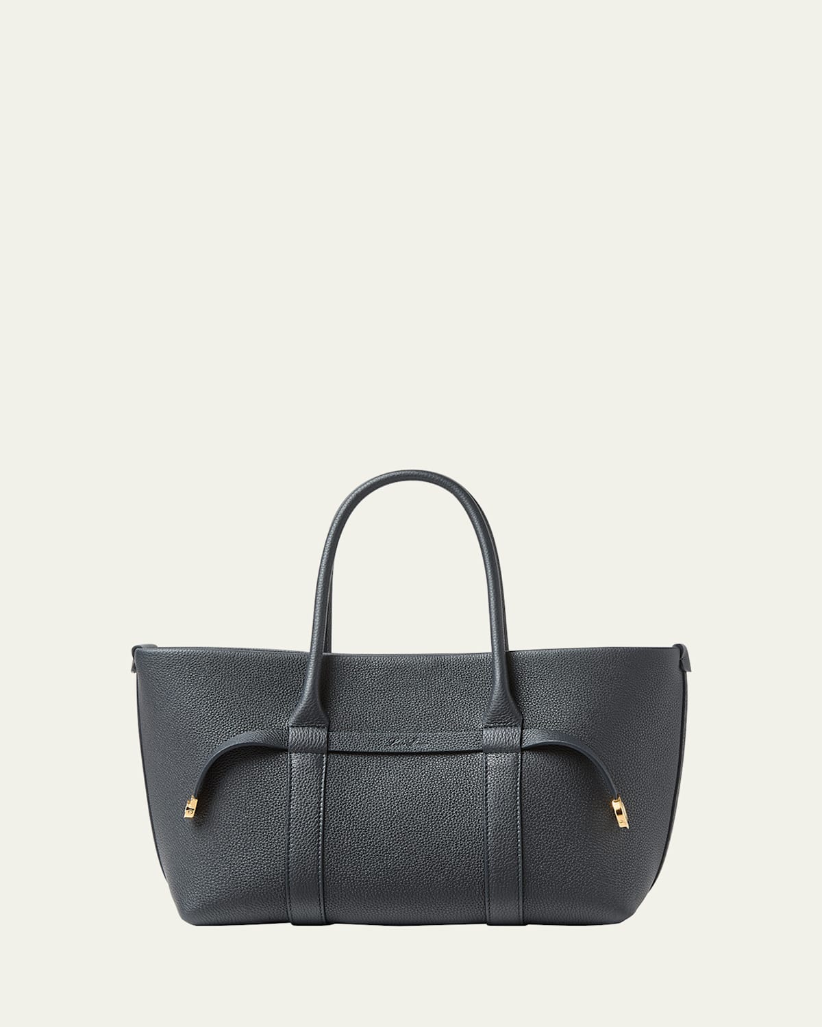 Loro Piana Ghiera Small Leather Shopper Tote Bag In Blue Navy