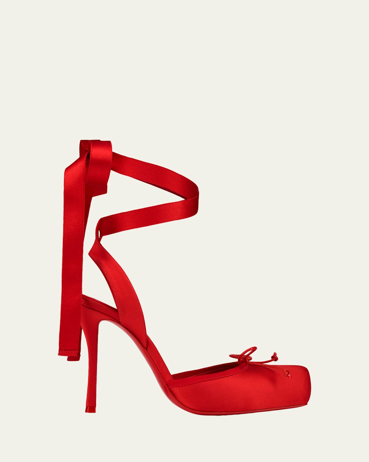 Christian Louboutin Cassia Silk Ankle-tie Red Sole Ballerina Pumps