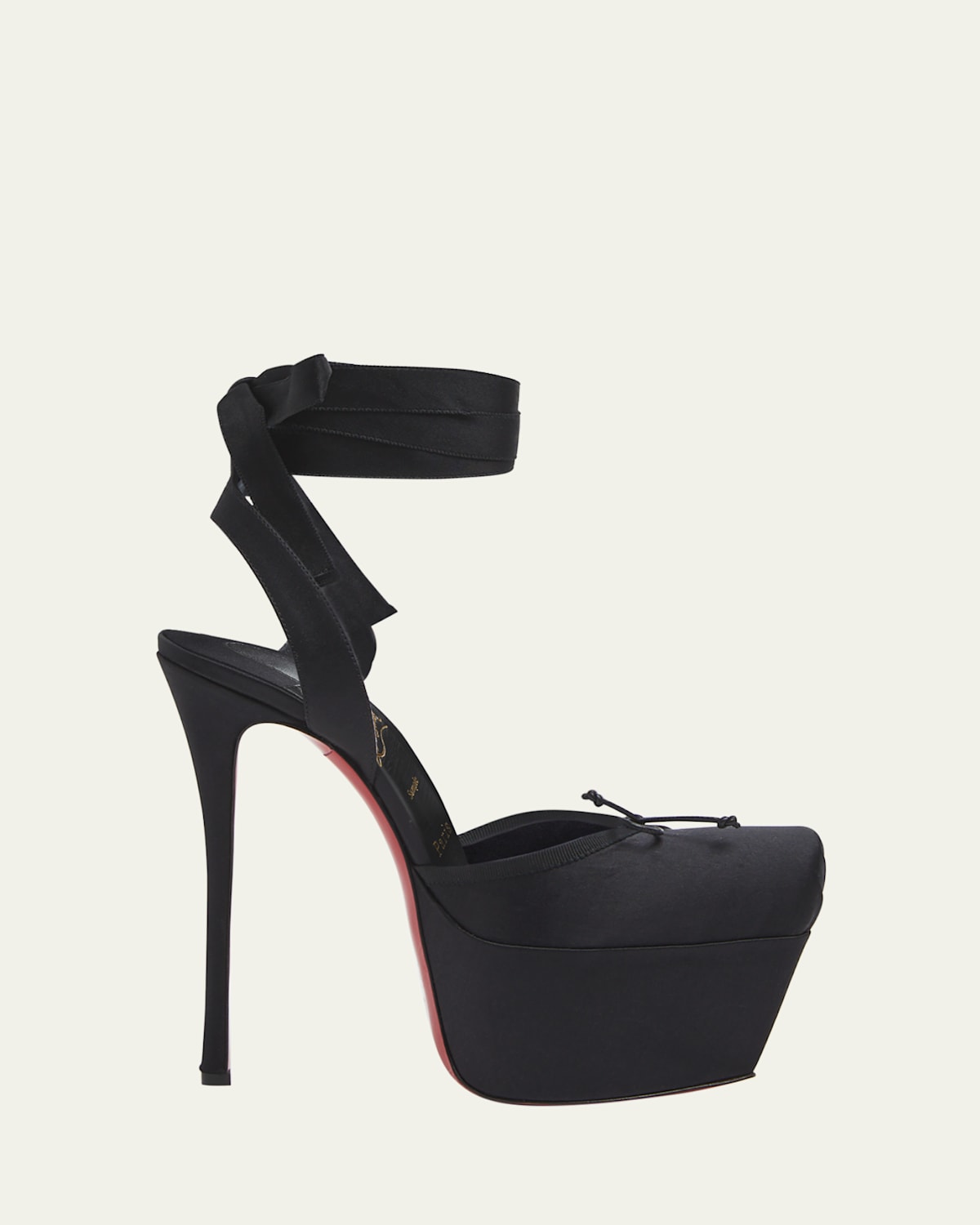 Christian Louboutin Cassia Silk Red Sole Platform Ballerina Pumps In Blacklin Black