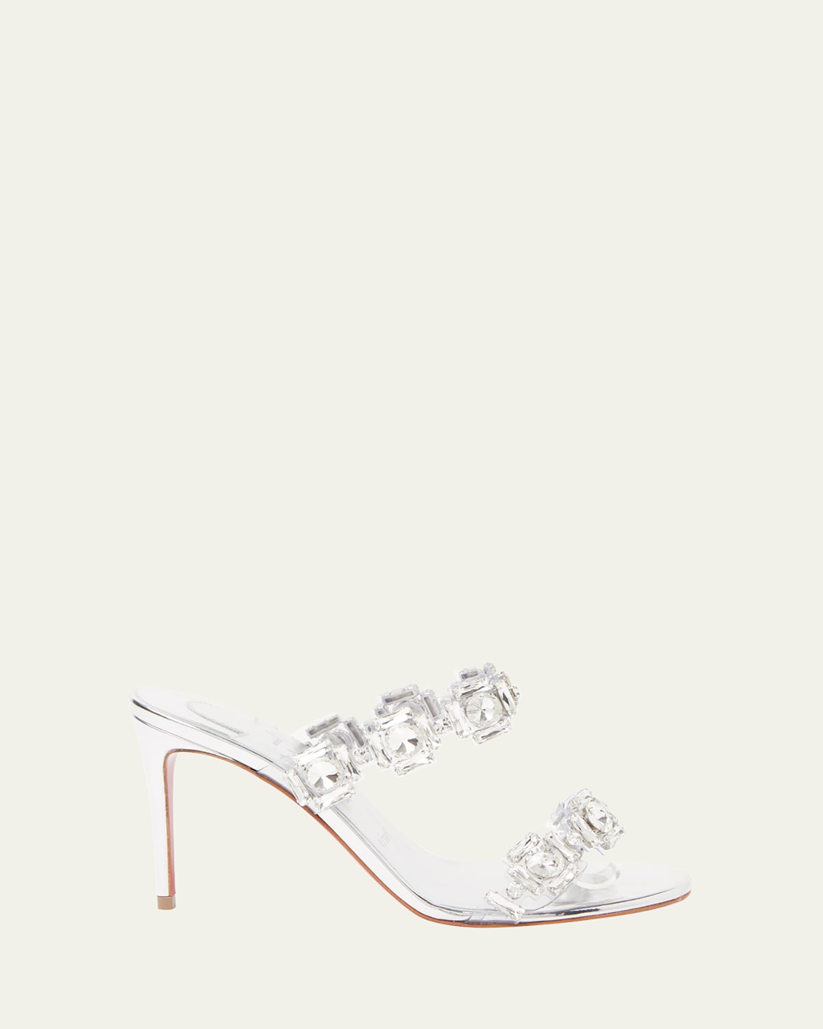 Christian Louboutin Just Jewel Clear Red Sole Slide Sandals In Silver