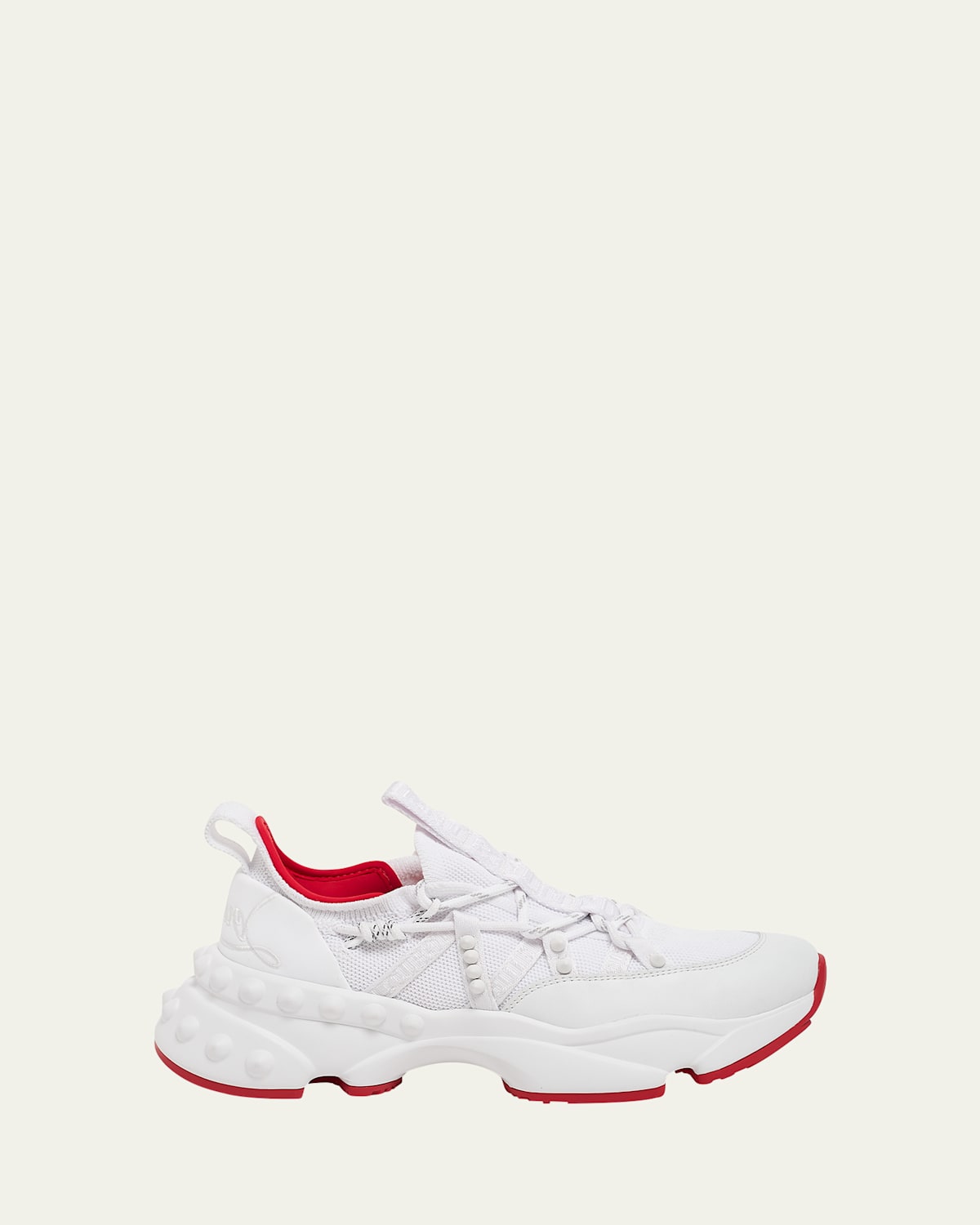 Christian Louboutin Trailnrun Panelled Mesh-knit Sneakers In White