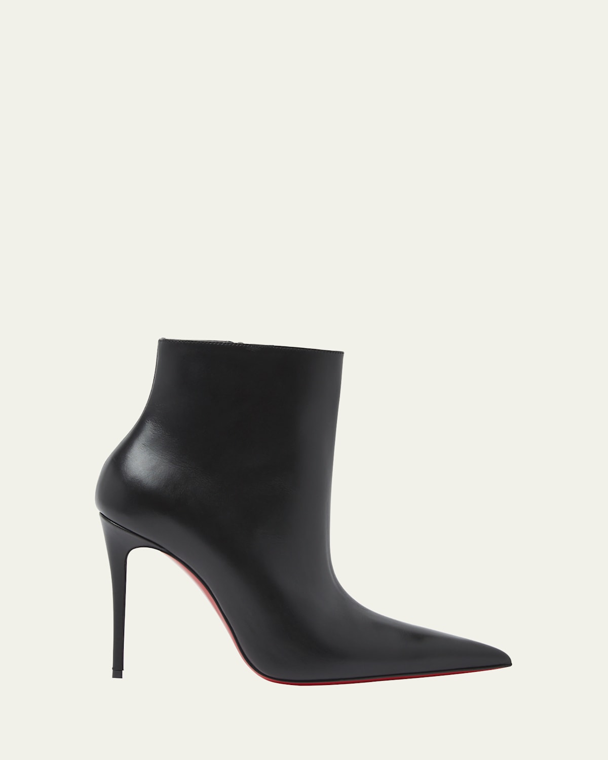Shop Christian Louboutin Kate Leather Red Sole Stiletto Booties In Black