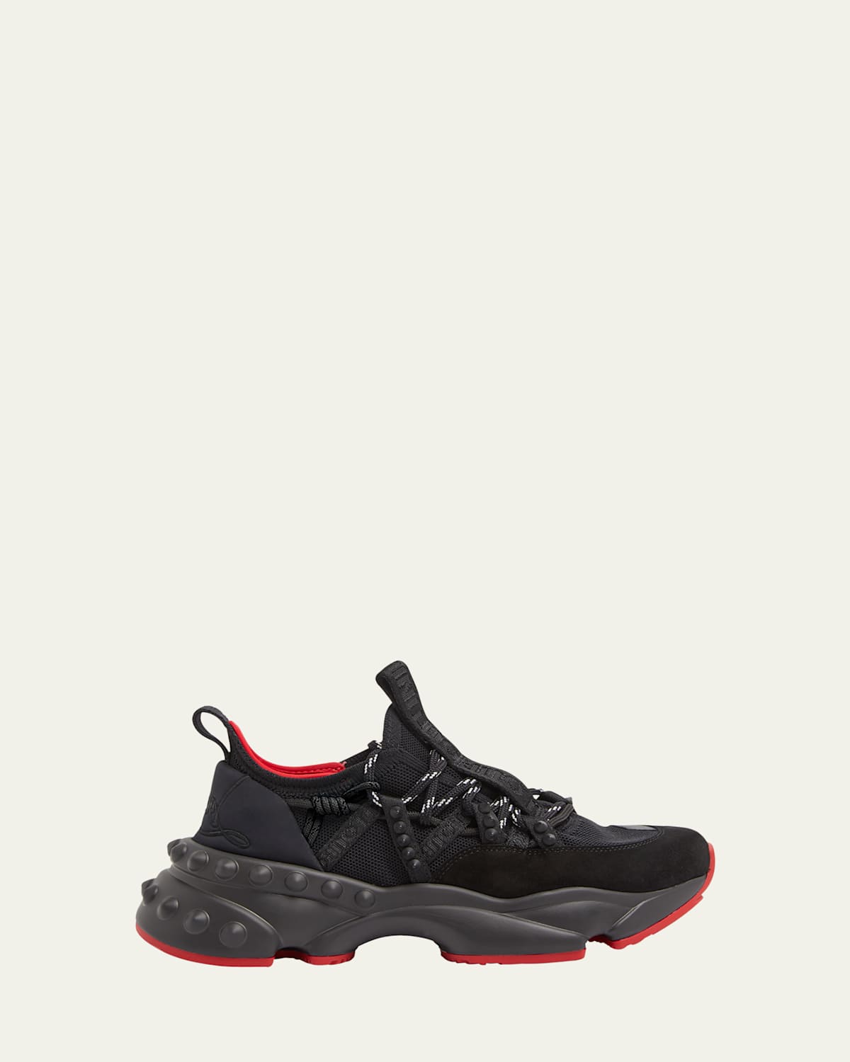 Christian Louboutin Trailrun Donna Red Sole Runner Sneakers In Black
