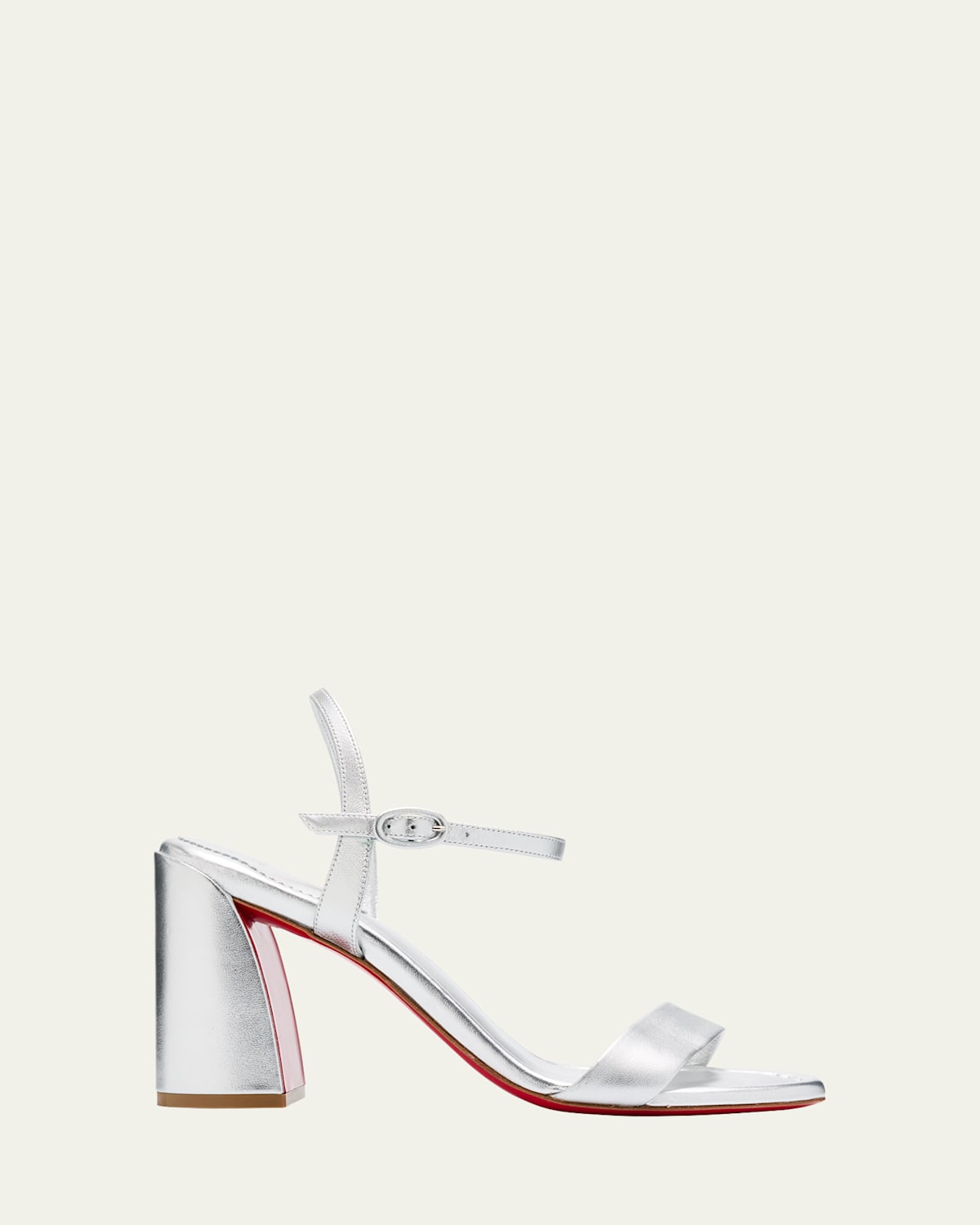 Christian Louboutin Miss Jane Metallic Red Sole Ankle-strap Sandals In Silver