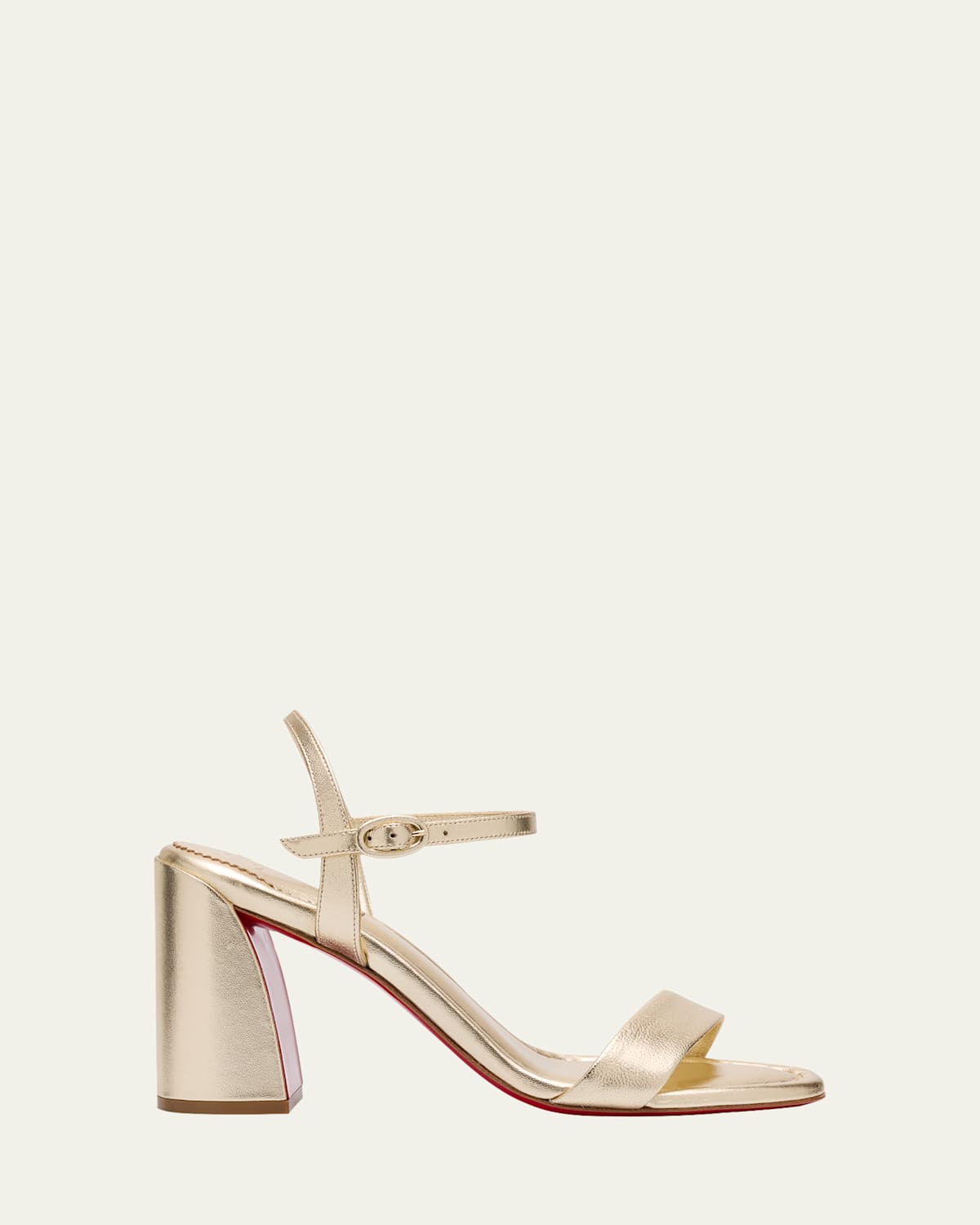 Christian Louboutin Miss Jane Metallic Red Sole Ankle-strap Sandals In Platinelin Platine