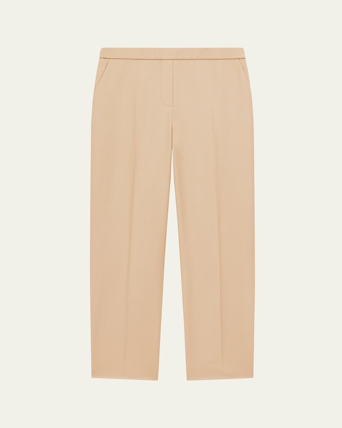 Theory Treeca Virgin Wool Flannel Cropped Pull-on Pants In Brown