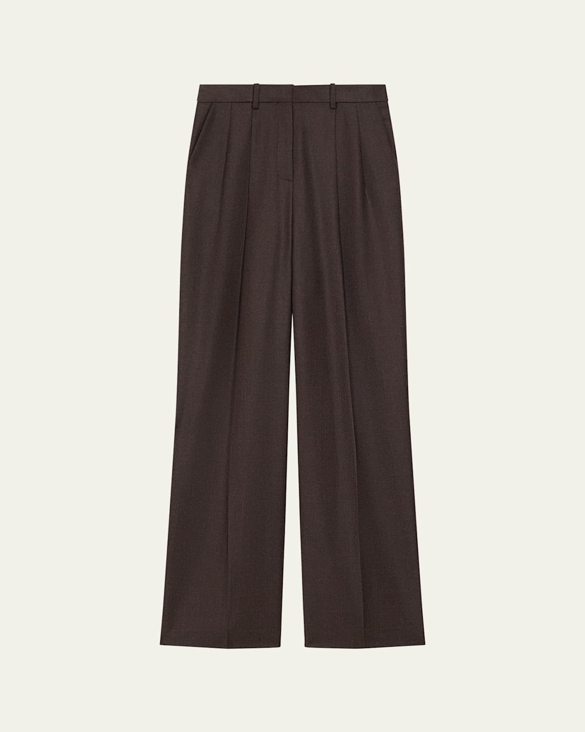 Theory Double Pleat Pant In Sleek Flannel In Hickory Melange