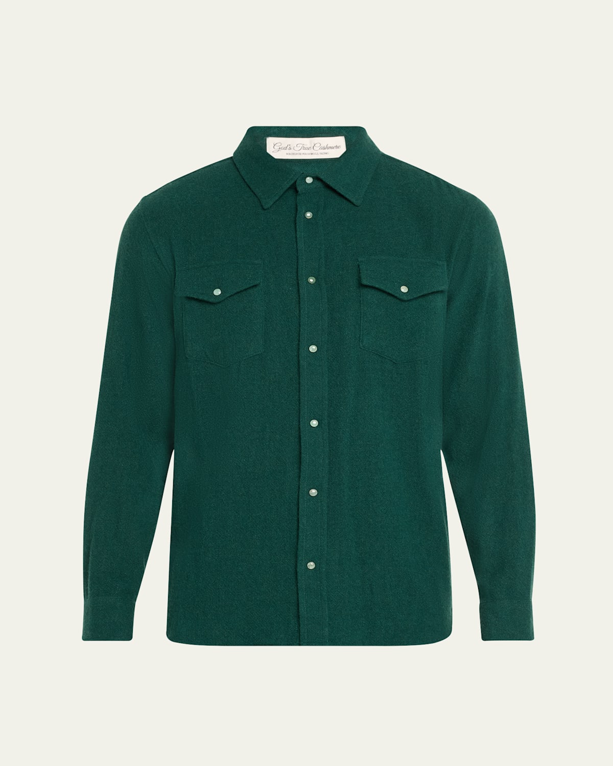 Men's Cashmere Gauze Shirt with Emerald Snaps