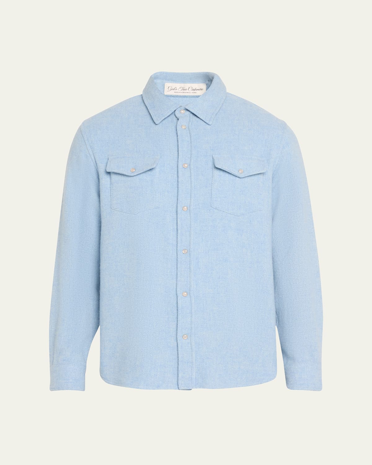 Men's Heathered Cashmere Shirt with Rose Quartz Snaps