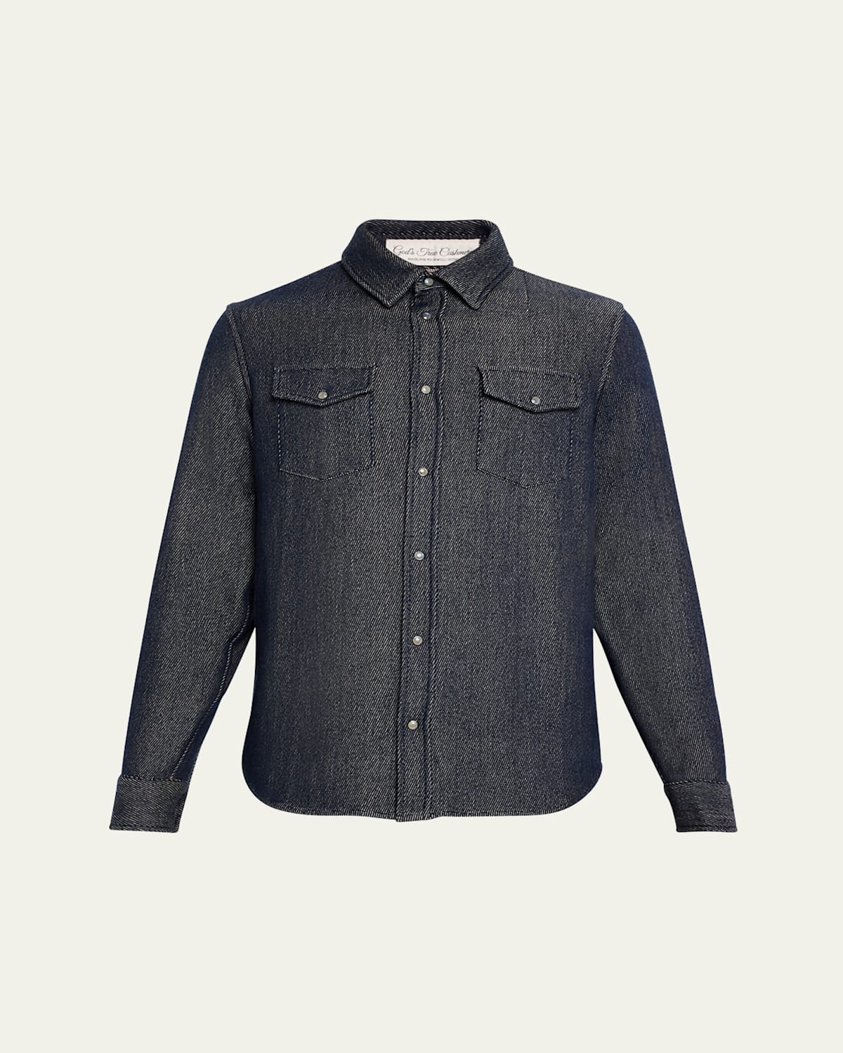 Men's Cashmere Denim Shirt with Labradorite Snaps