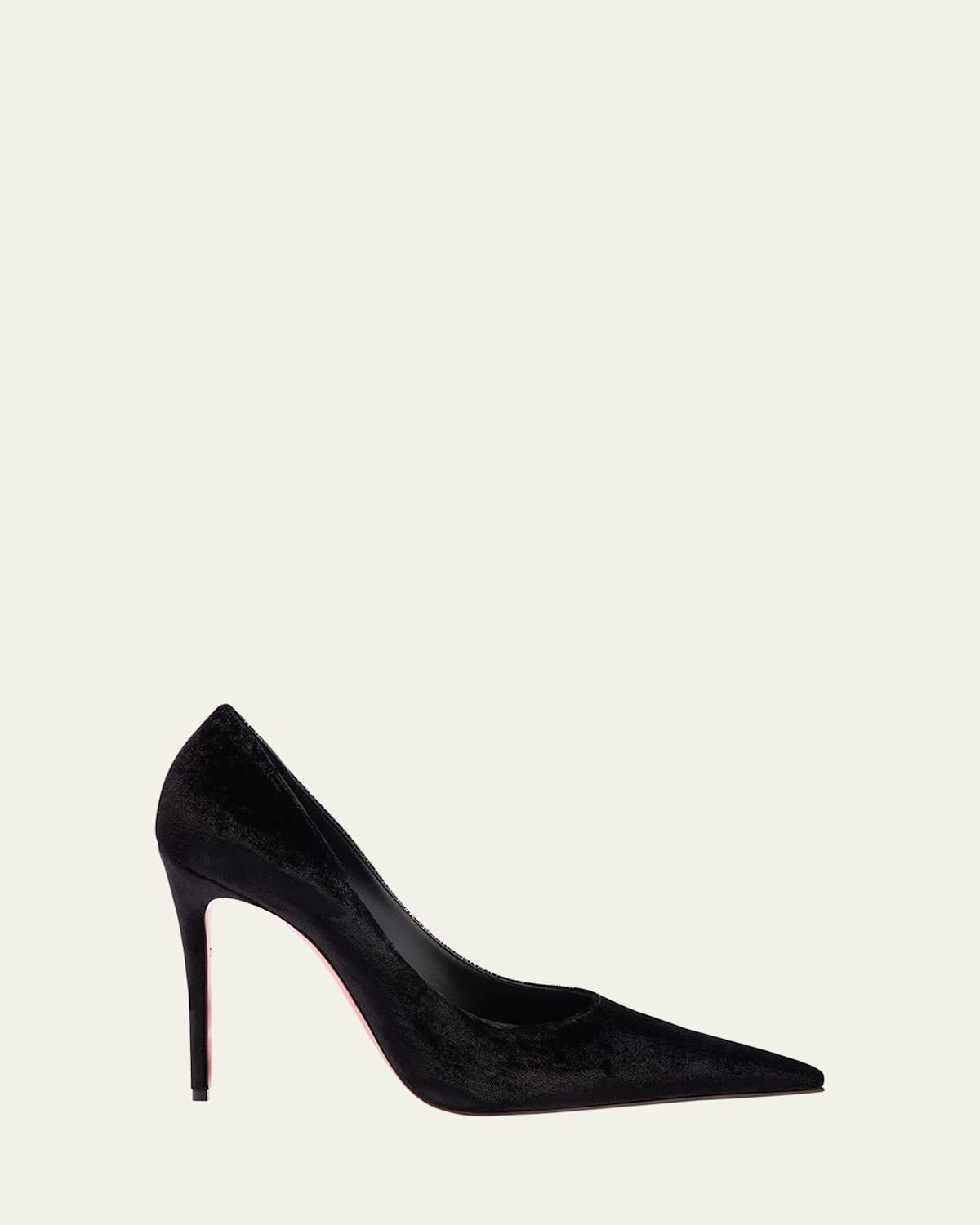 Shop Christian Louboutin Kate Max Velour Red Sole Stiletto Pumps In Black
