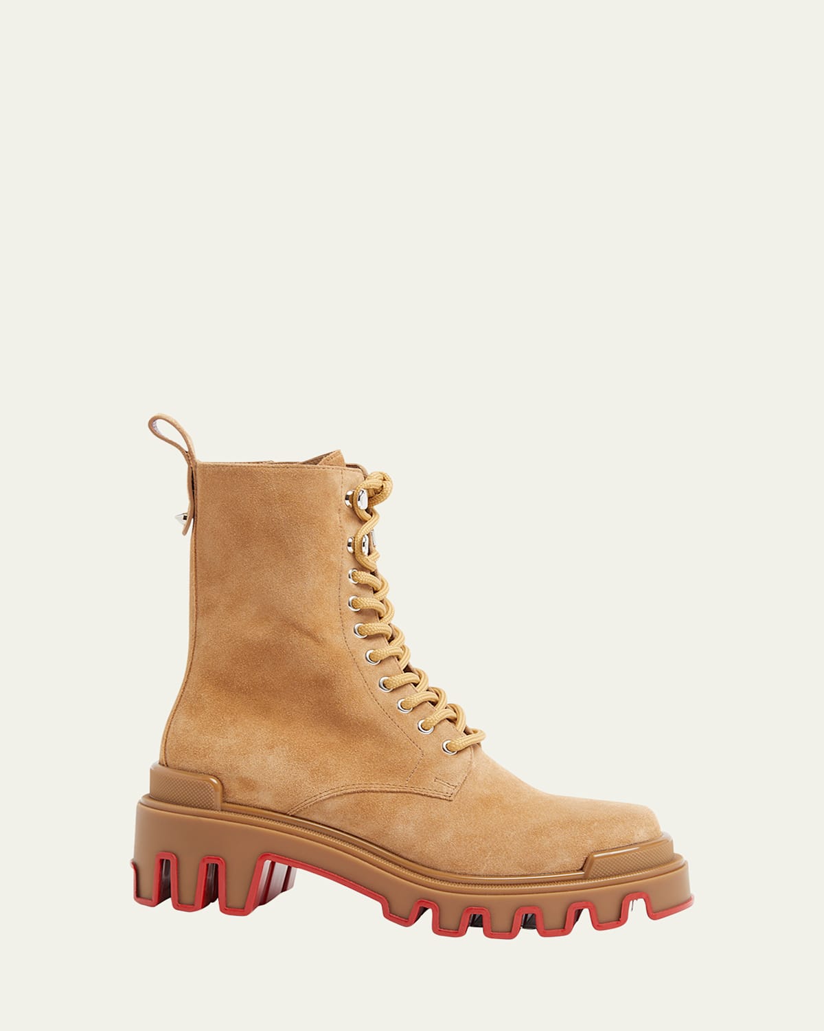 Christian Louboutin Trott Dune Lugged Suede Combat Boots In Beige