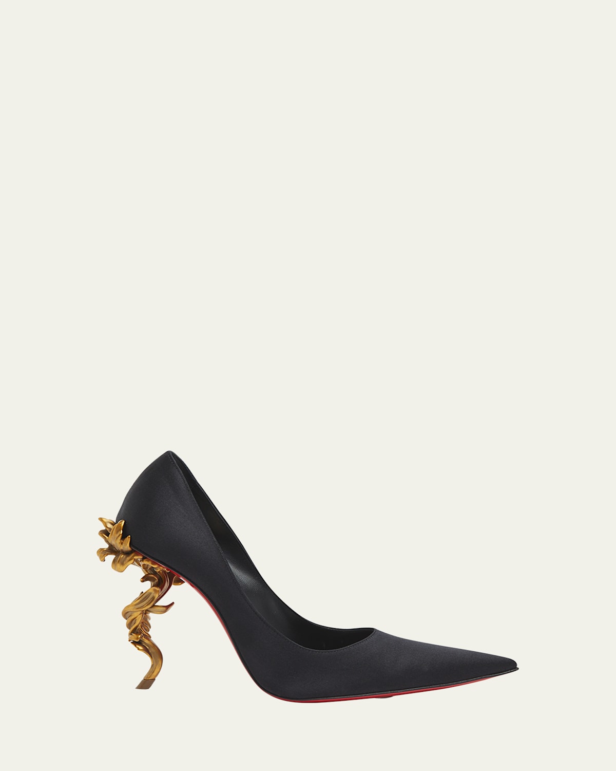 Christian Louboutin Belle Silk Crepe Lin Galva Heel Pumps In Black