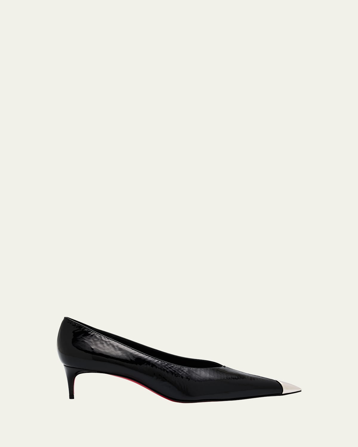 CHRISTIAN LOUBOUTIN KATISSIMA METAL CAP-TOE LEATHER PUMPS 