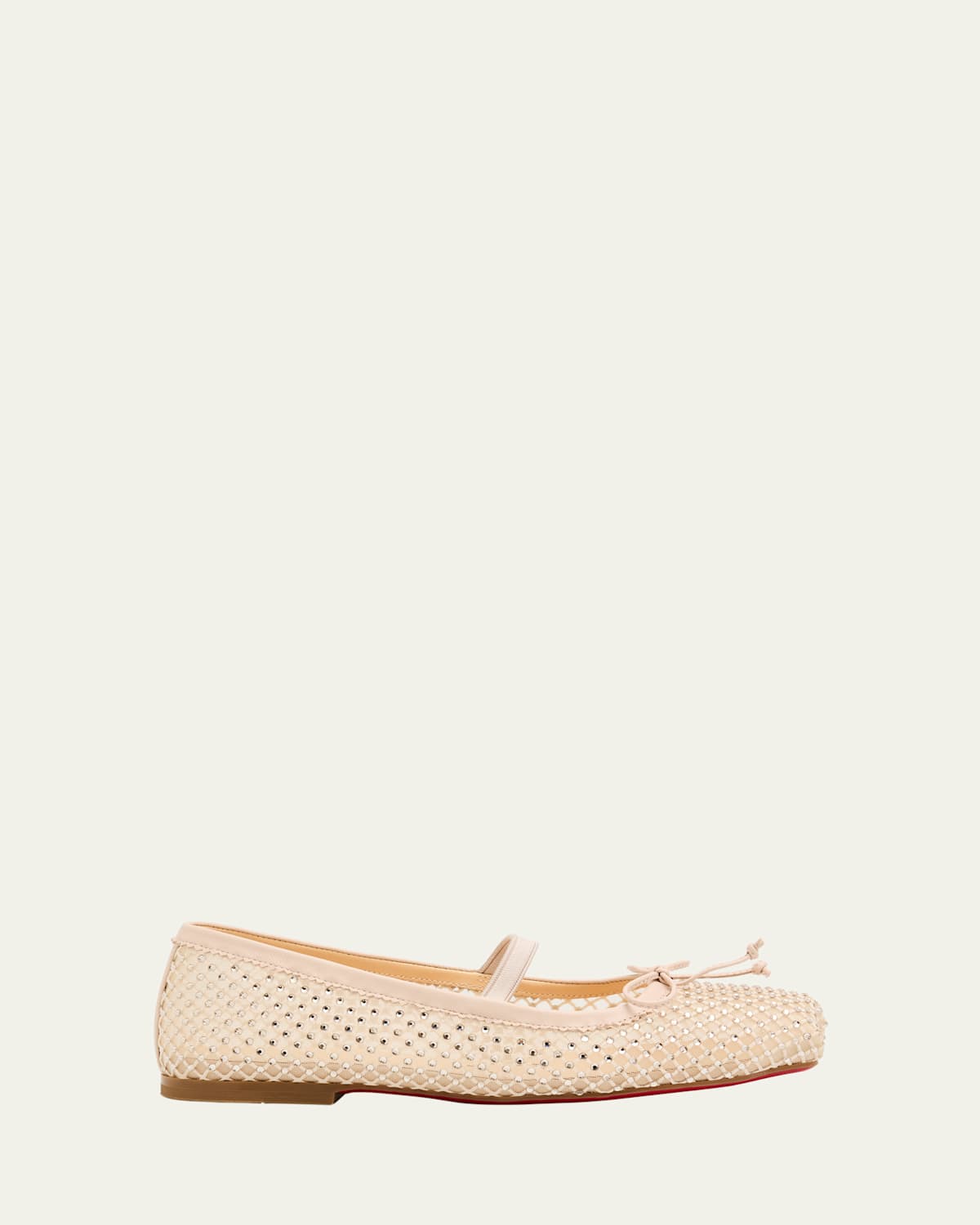 Christian Louboutin Baballet Bow-embellished Mesh Ballet Flat In Leche/crystal