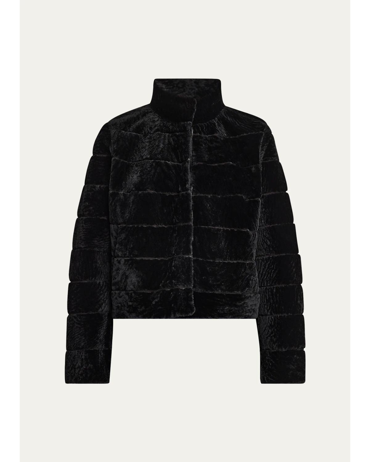 Reversible Textured Lamb Shearling Jacket